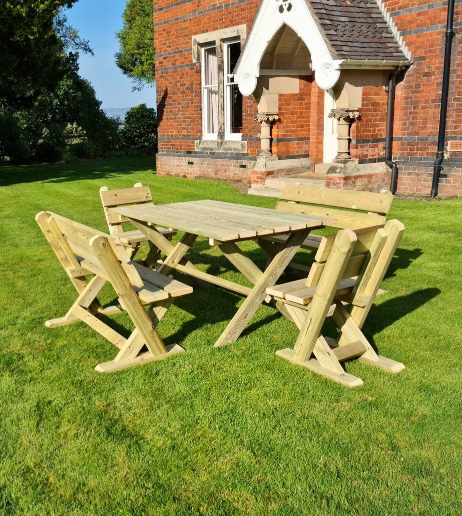 Churnet Valley Ashcome Table Set 6 Seater (2 Benches and 2 Chairs) AT101 7435353659088