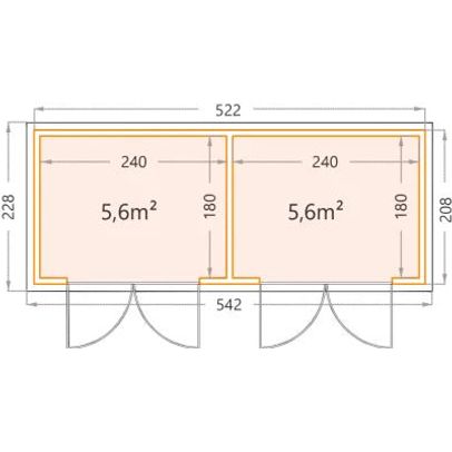 Telluria Duo 2721 Heavy Duty Metal Shed (17x7)