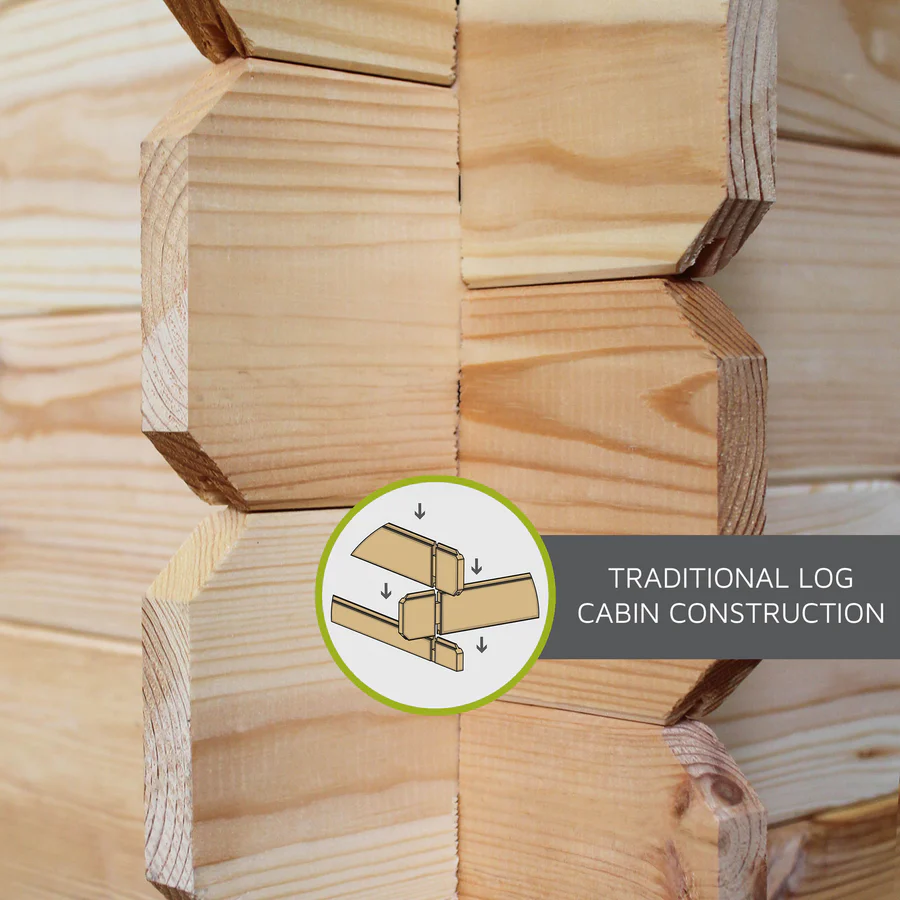 Mercia 44mm Studio Pent Log Cabin With Side Shed (13x10) (4.1m x 3m) (SI-006-042-0003 EAN 5029442018898)