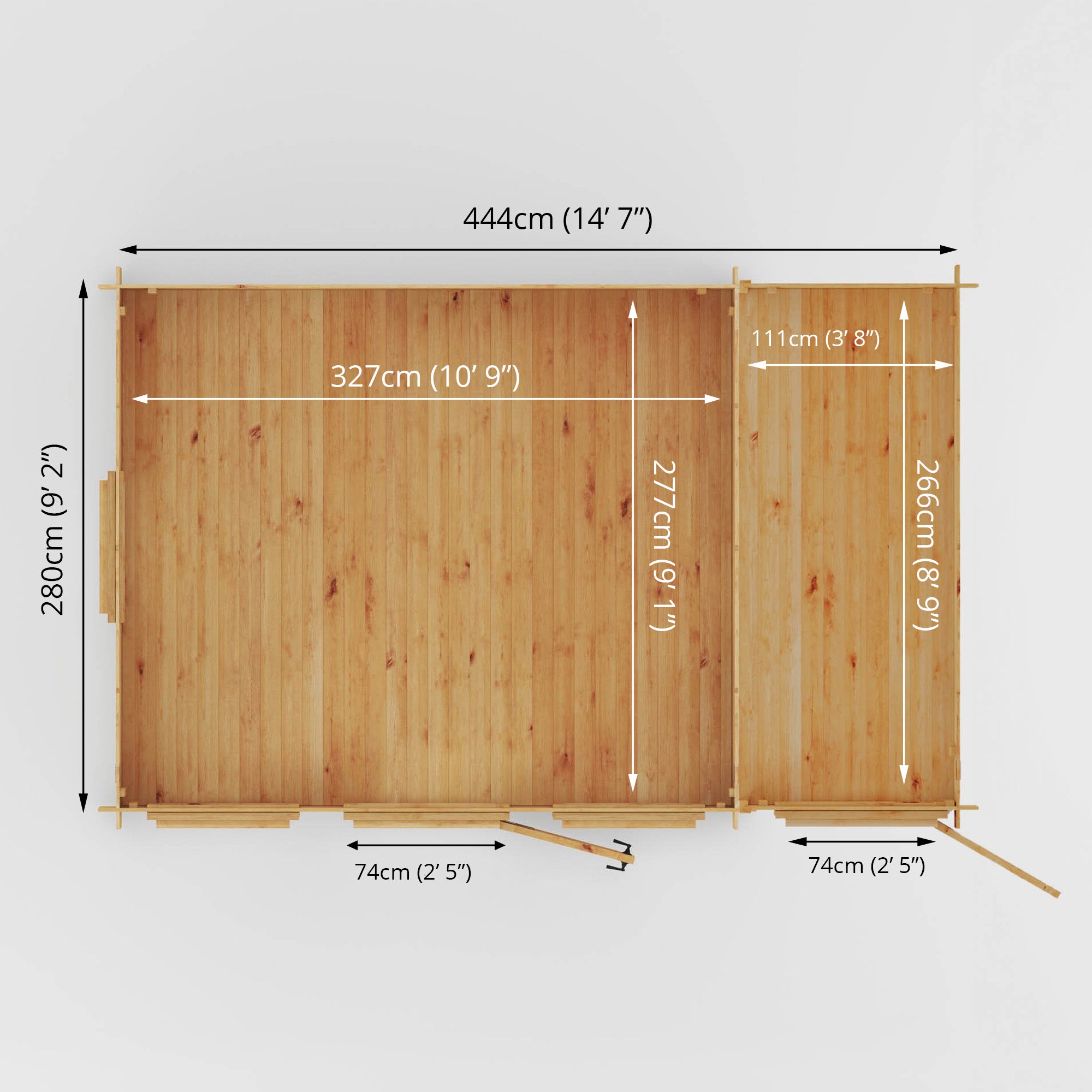 Mercia 19mm Reverse Apex Log Cabin With Side Shed (15x10) (4.6m x 3m) (SI-006-001-0040 EAN 5029442018744)