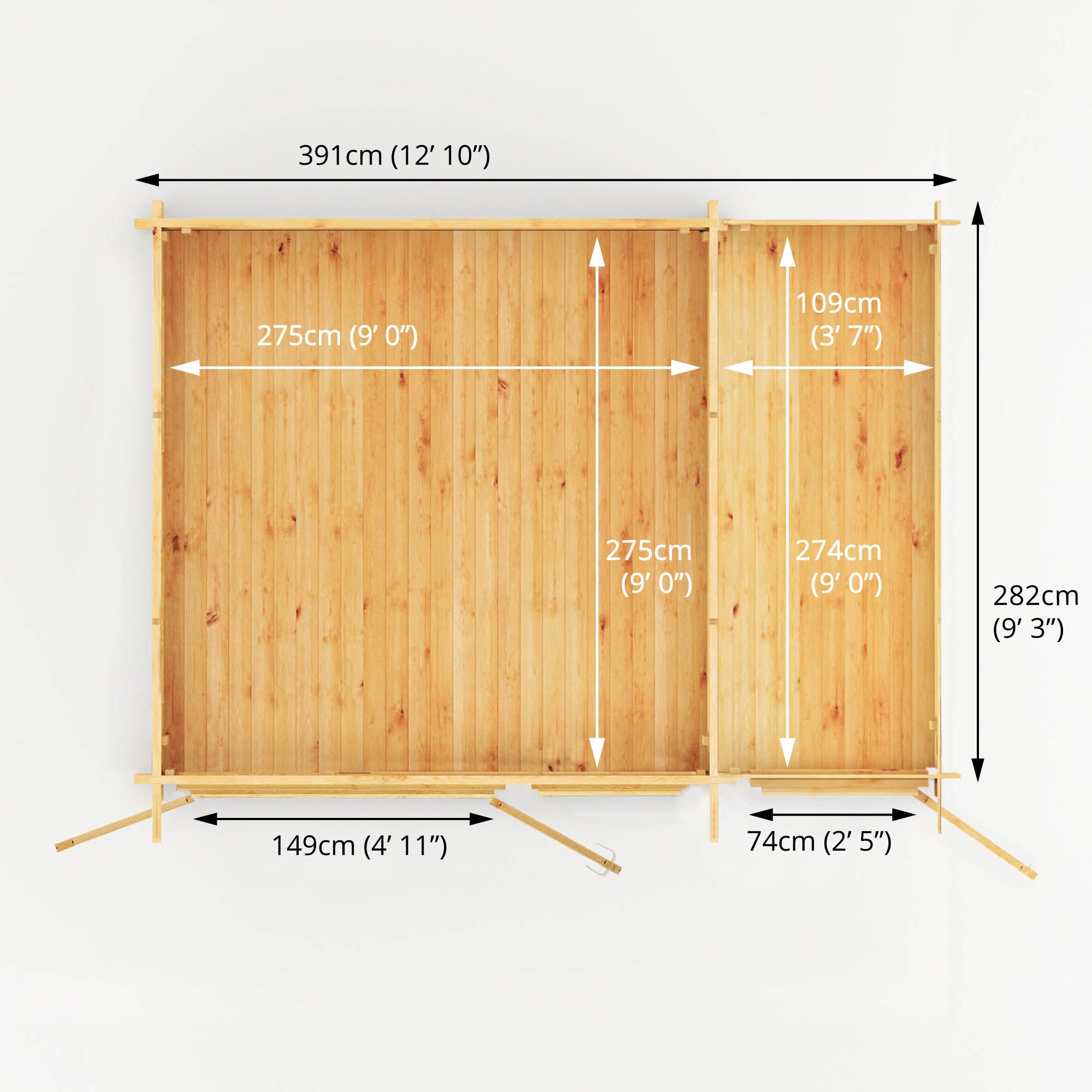 Mercia 28mm Elite Pent Log Cabin With Side Shed (13x10) (4.1m x 3m) (SI-006-002-0071 EAN 5029442019178)