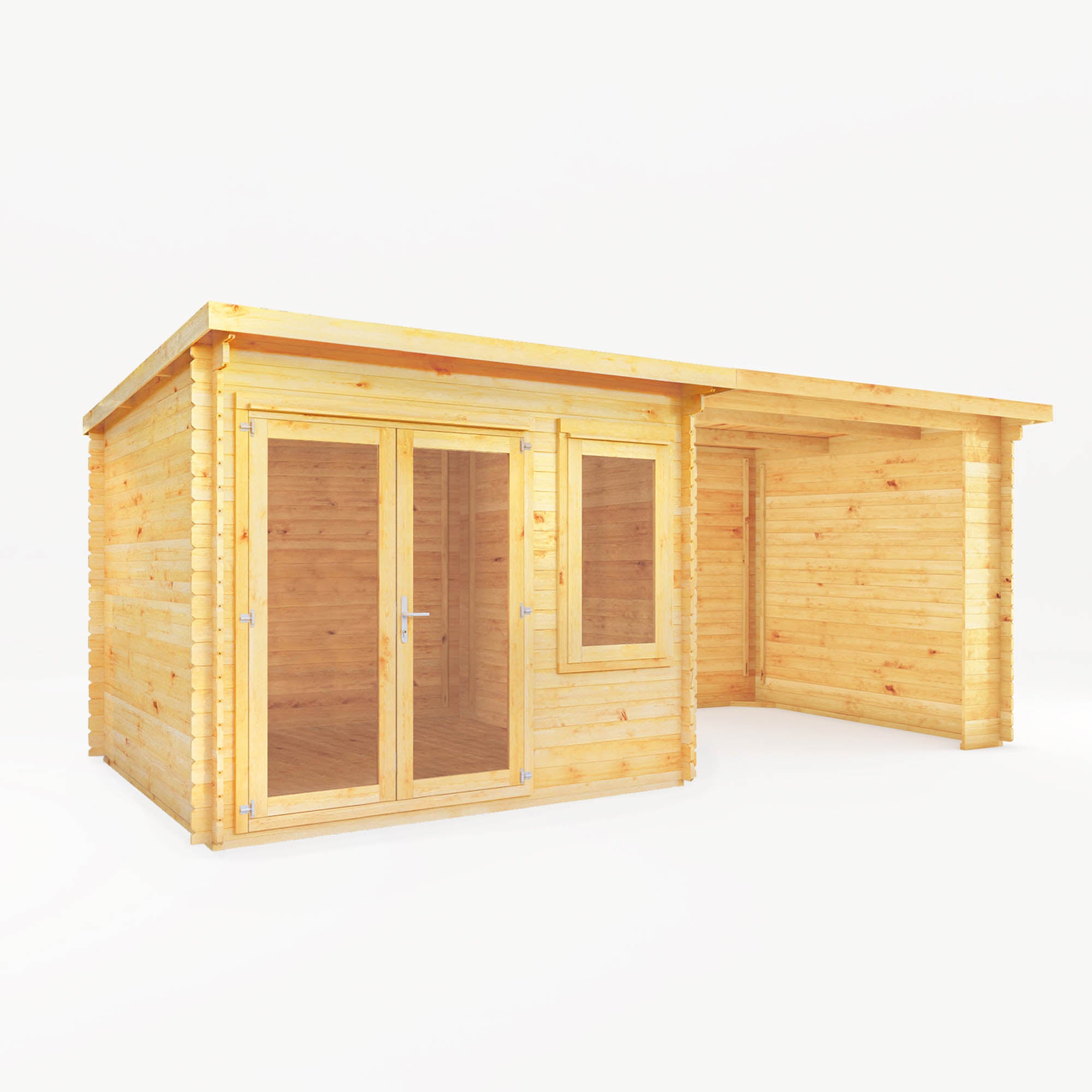 Mercia 28mm Elite Pent Log Cabin With Patio Area (20x10) (6m x 3m) (SI-006-002-0074 EAN 5029442019185)
