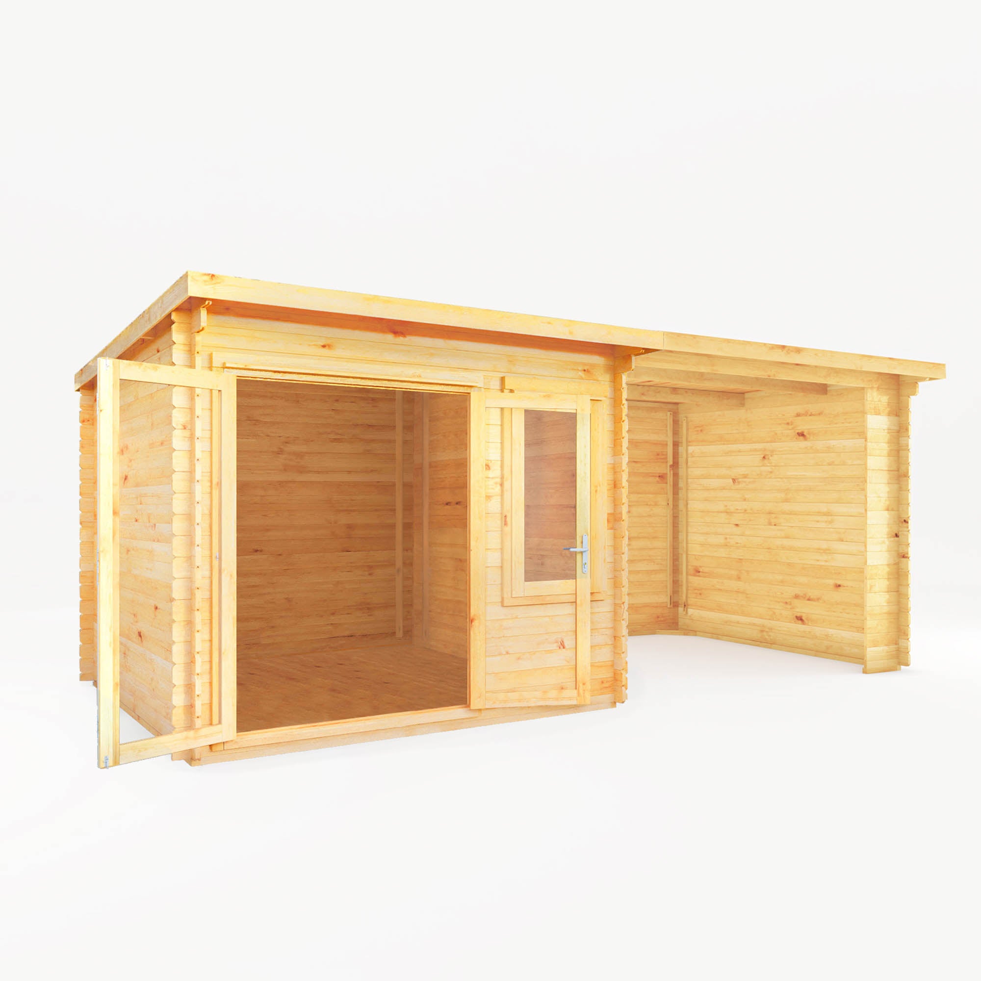 Mercia 28mm Elite Pent Log Cabin With Patio Area (20x10) (6m x 3m) (SI-006-002-0074 EAN 5029442019185)