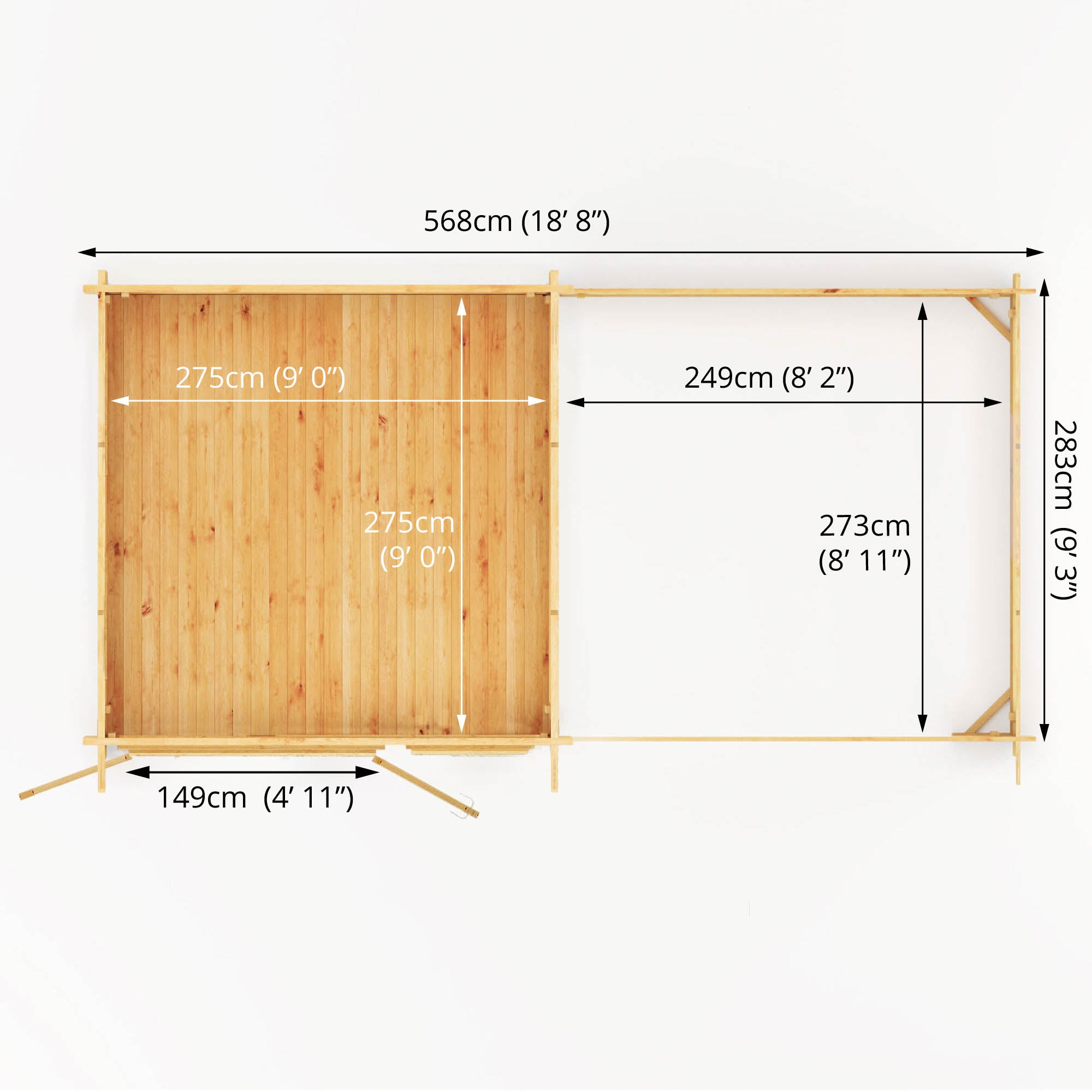 Mercia 28mm Elite Pent Log Cabin With Patio Area (20x10) (6m x 3m) (SI-006-002-0074 EAN 5029442019185)