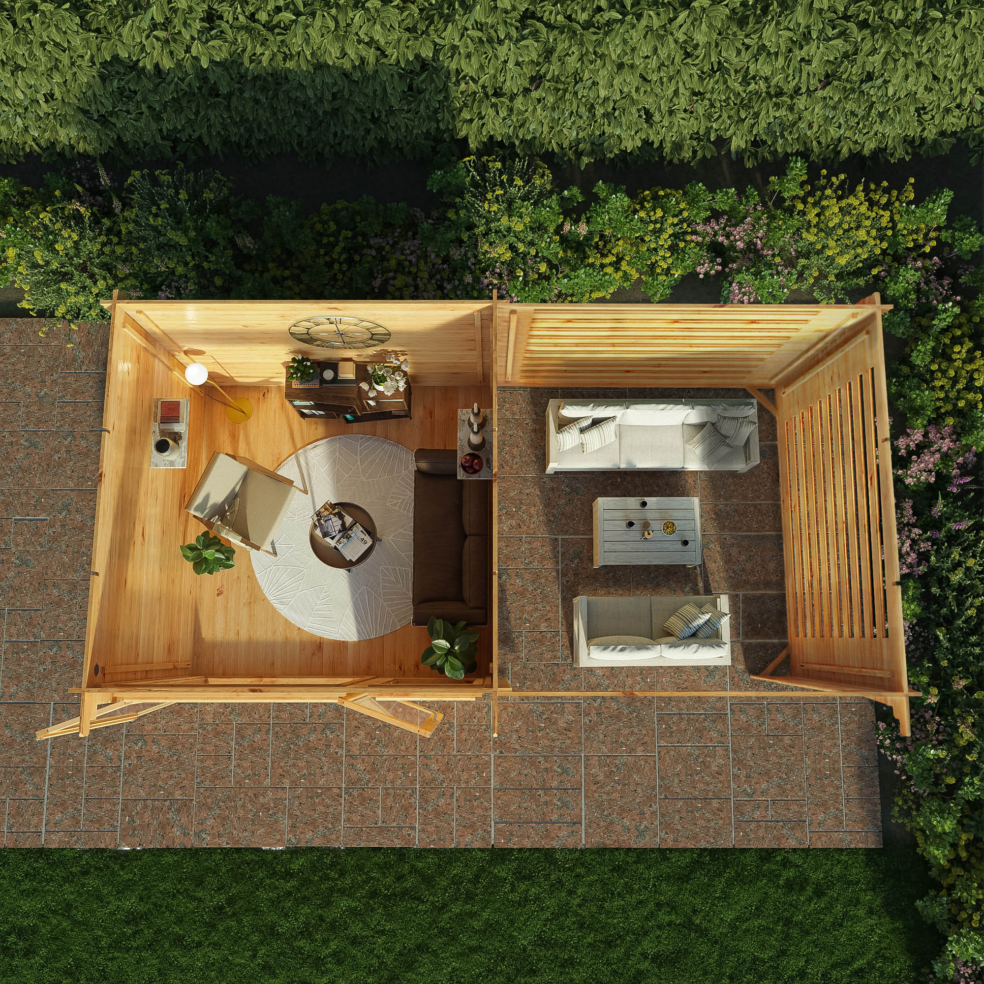Mercia 28mm Elite Pent Log Cabin With Slatted Area (20x10) (6m x 3m) (SI-006-002-0076 EAN 5029442014890)