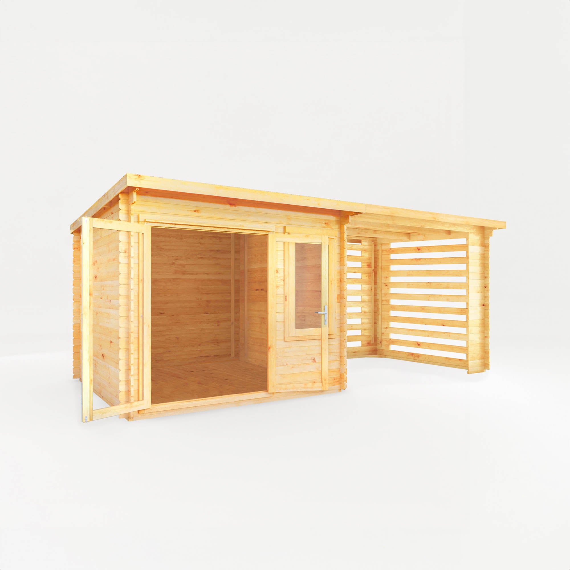 Mercia 28mm Elite Pent Log Cabin With Slatted Area (20x10) (6m x 3m) (SI-006-002-0076 EAN 5029442014890)