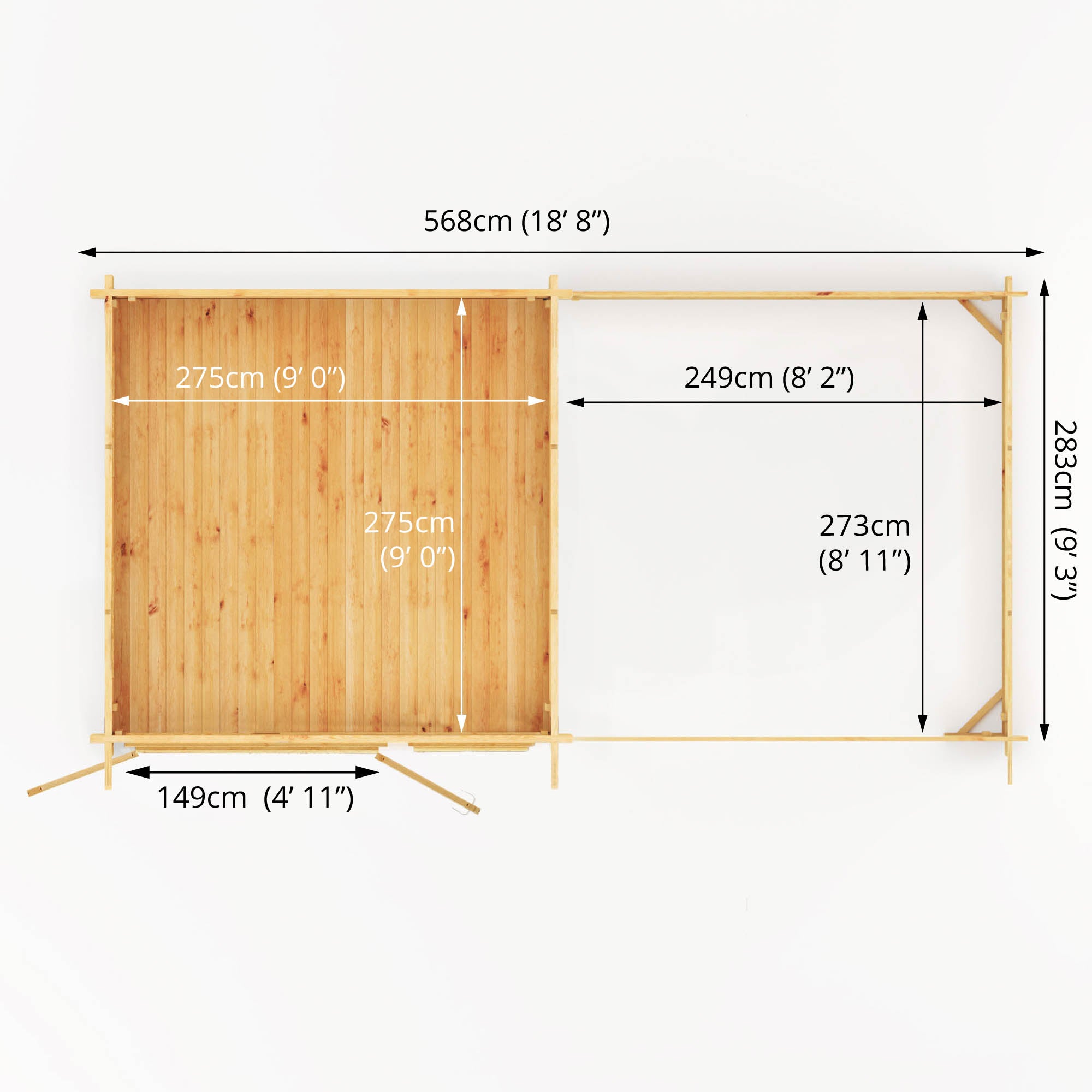 Mercia 28mm Elite Pent Log Cabin With Slatted Area (20x10) (6m x 3m) (SI-006-002-0076 EAN 5029442014890)