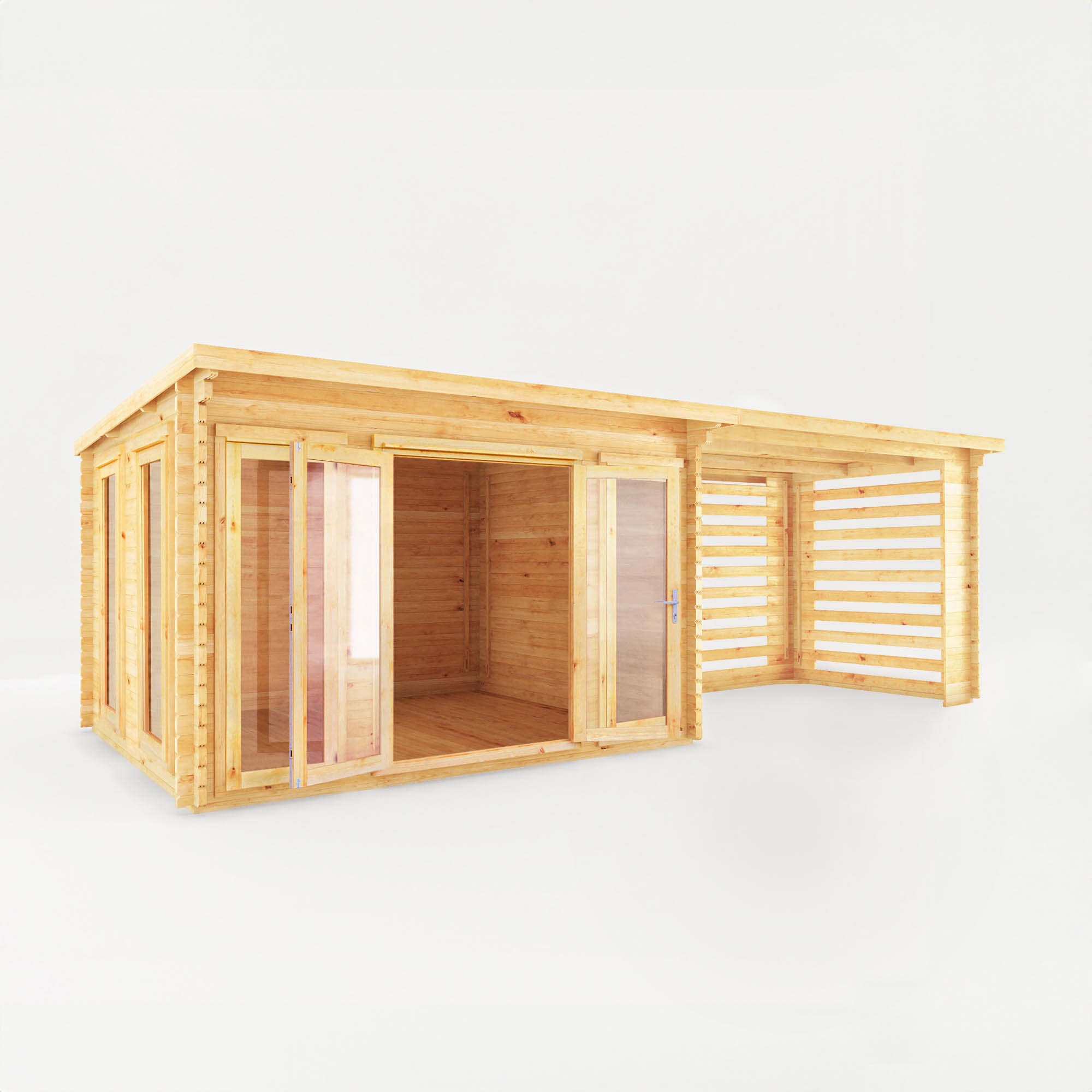 Mercia 28mm Studio Pent Log Cabin With Slatted Area (23x10) (7m x 3m) (SI-006-002-0078 EAN 5029442019154)