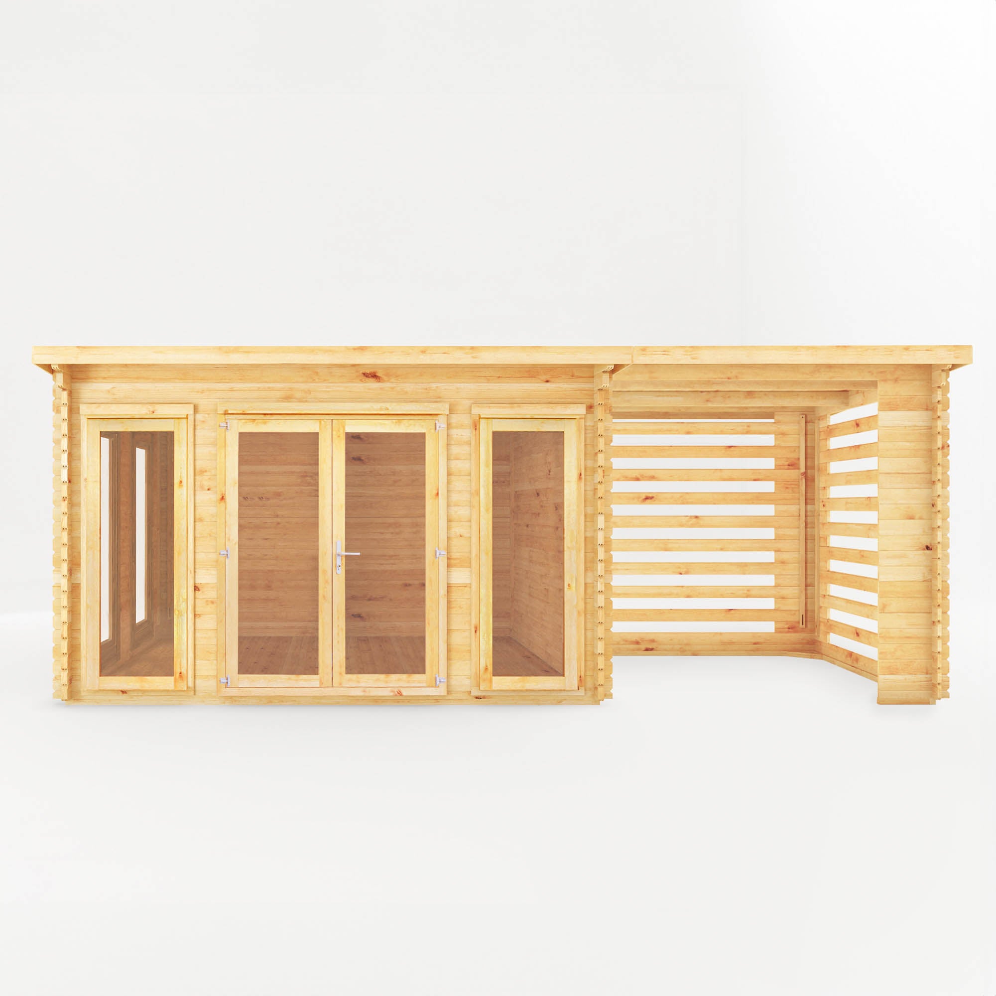Mercia 28mm Studio Pent Log Cabin With Slatted Area (23x10) (7m x 3m) (SI-006-002-0078 EAN 5029442019154)