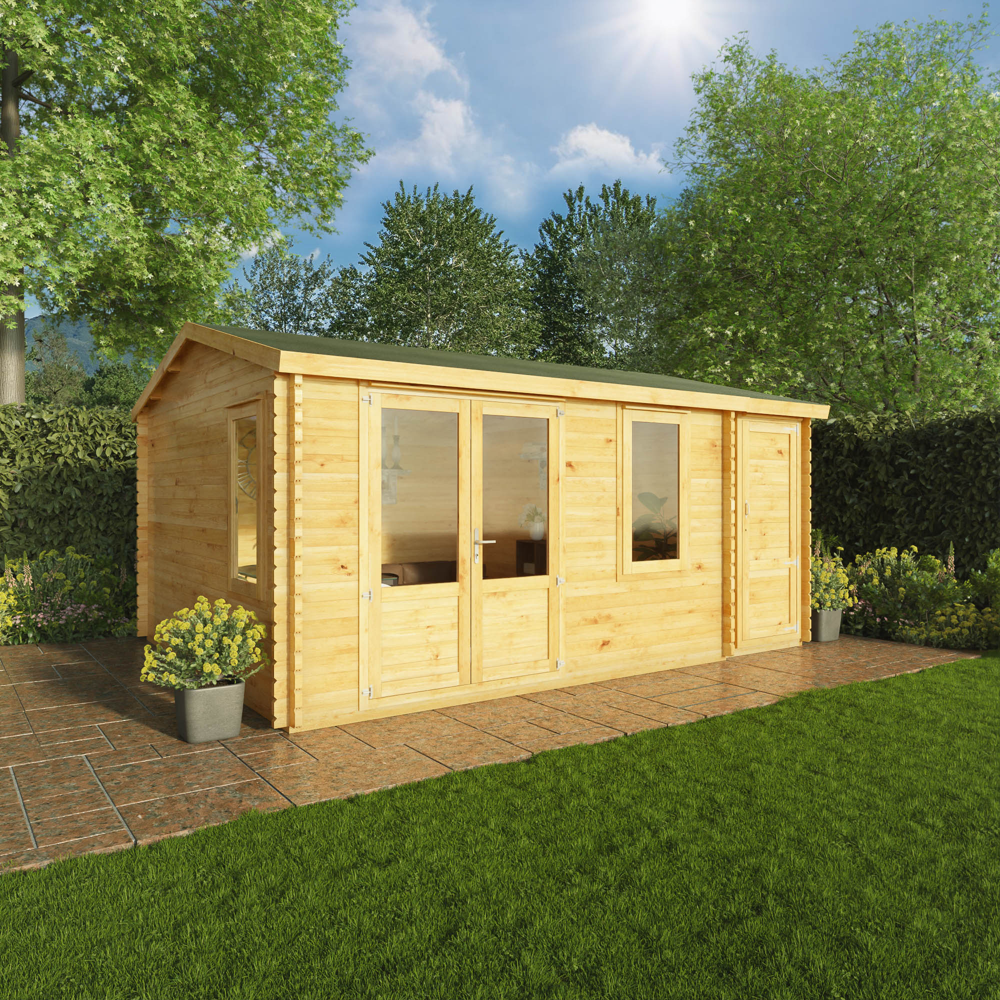 Mercia 28mm Home Office Elite With Side Shed (17x13) (5.1m x 4m) (SI-006-002-0081 EAN 5029442019529)