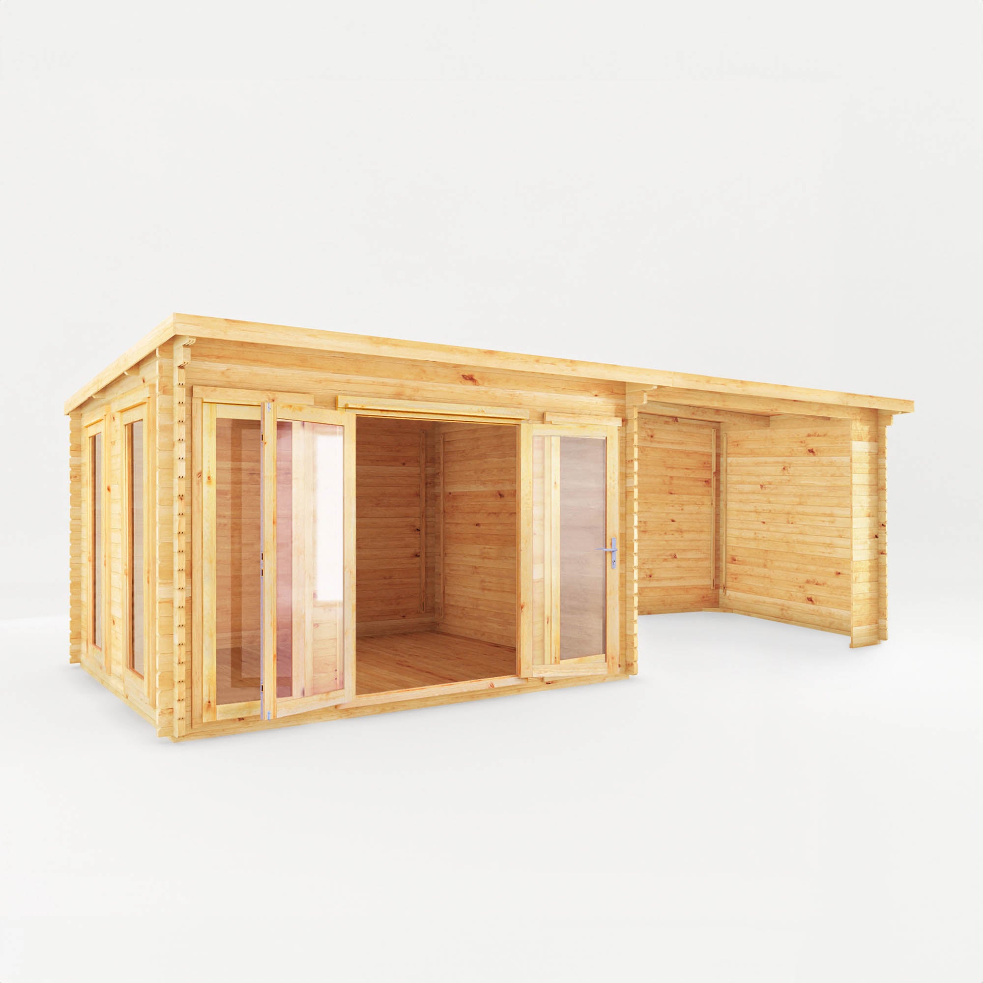 Mercia 34mm Studio Pent Log Cabin With Patio Area (23x10) (7m x 3m) (SI-006-003-0100 EAN 5029442019147)