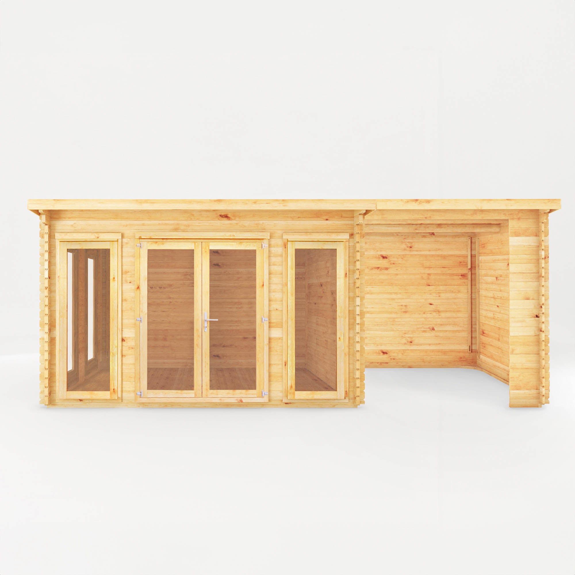 Mercia 34mm Studio Pent Log Cabin With Patio Area (23x10) (7m x 3m) (SI-006-003-0100 EAN 5029442019147)