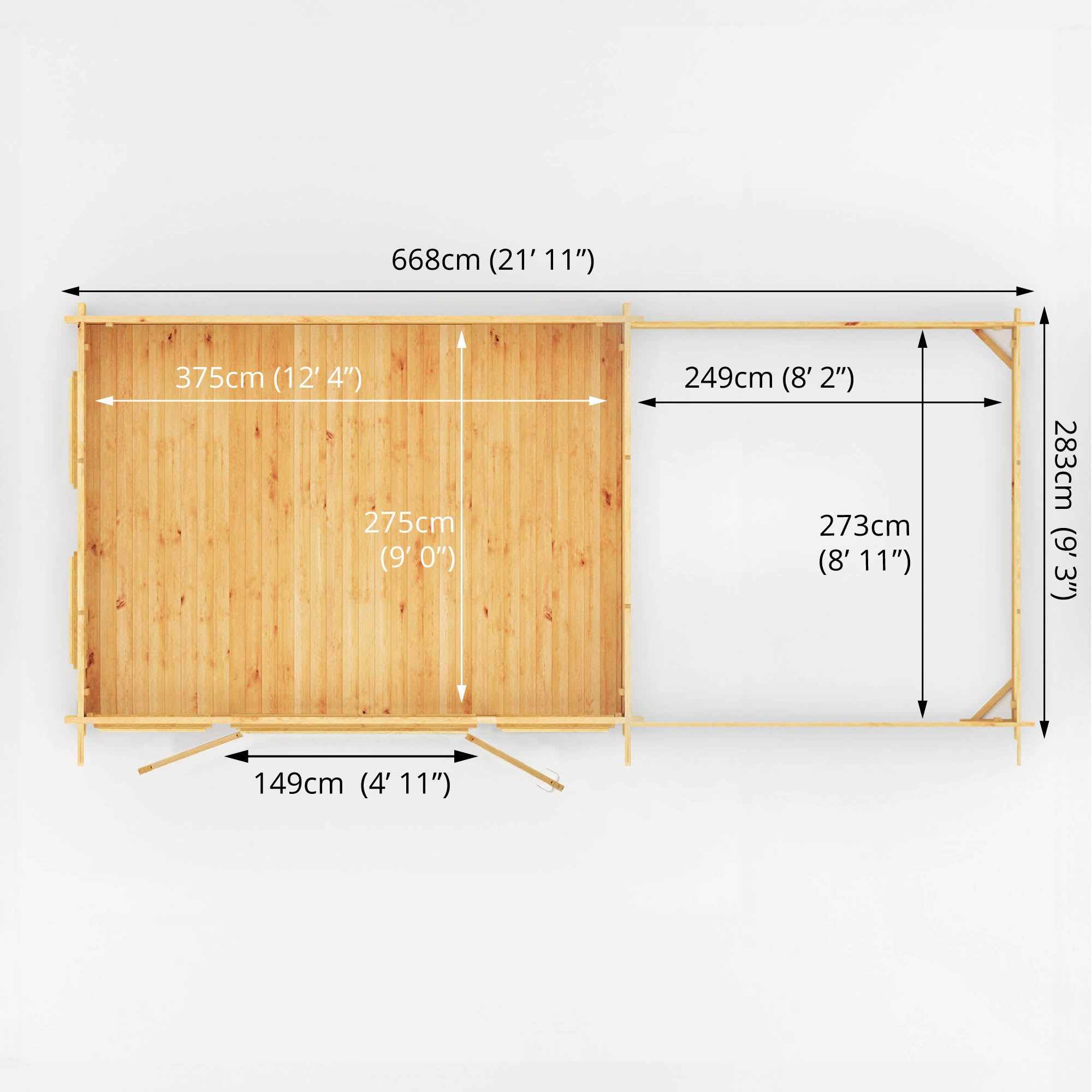 Mercia 34mm Studio Pent Log Cabin With Patio Area (23x10) (7m x 3m) (SI-006-003-0100 EAN 5029442019147)