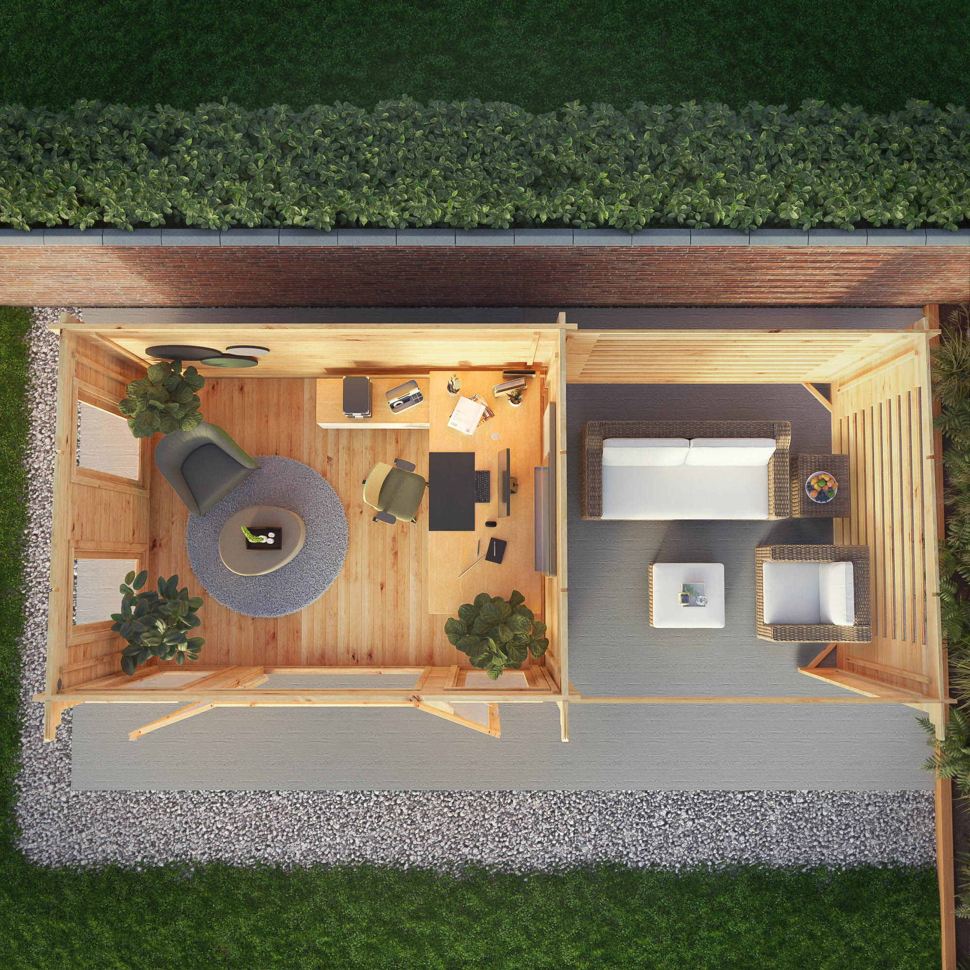 Mercia 34mm Studio Pent Log Cabin With Slatted Area (23x10) (7m x 3m) (SI-006-003-0102 EAN 5029442019161)