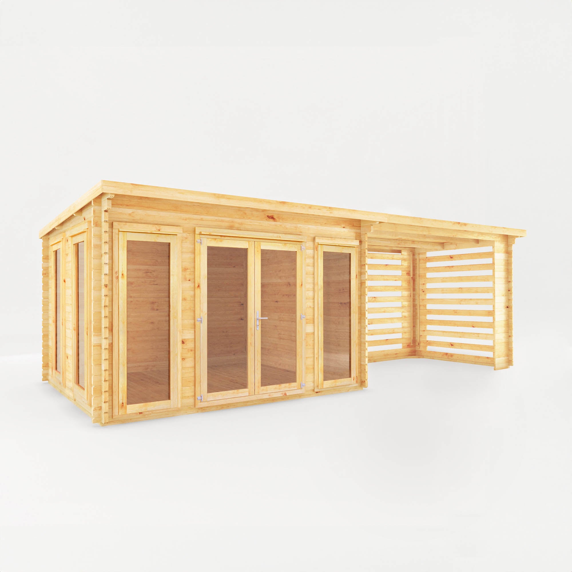 Mercia 34mm Studio Pent Log Cabin With Slatted Area (23x10) (7m x 3m) (SI-006-003-0102 EAN 5029442019161)