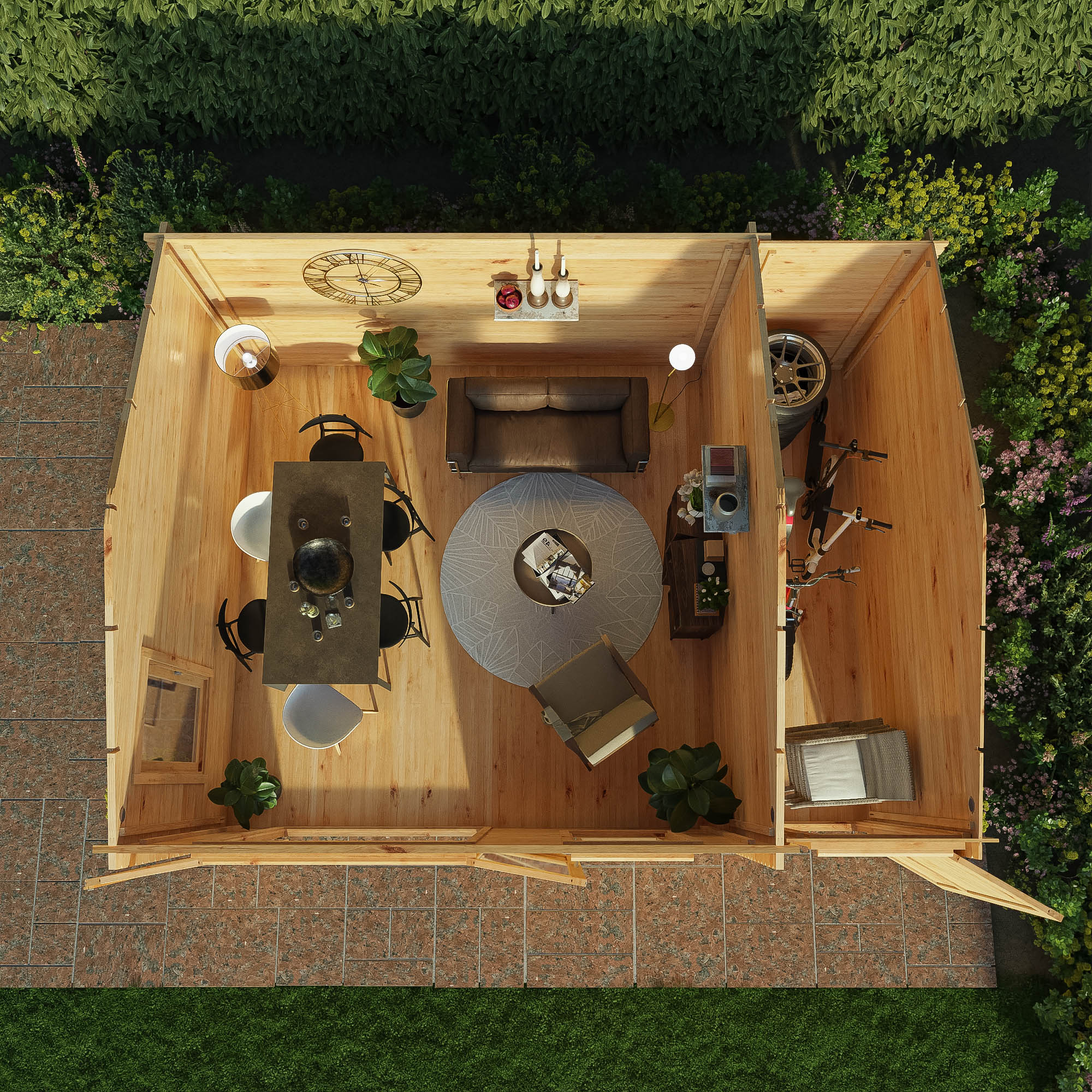 Mercia 34mm Home Office Elite With Side Shed (17x13) (5.1m x 4m) (SI-006-003-0105 EAN 5029442019536)