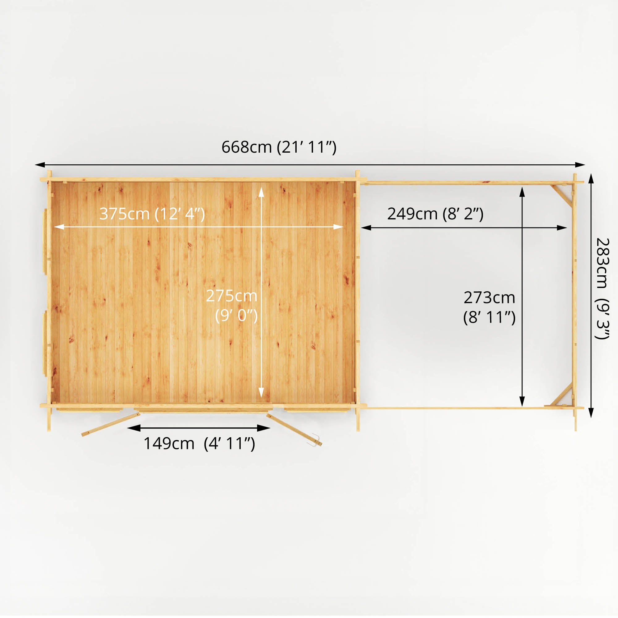 Mercia 44mm Studio Pent Log Cabin With Slatted Area (23x10) (7m x 3m) (SI-006-004-0098 EAN 5029442014852)