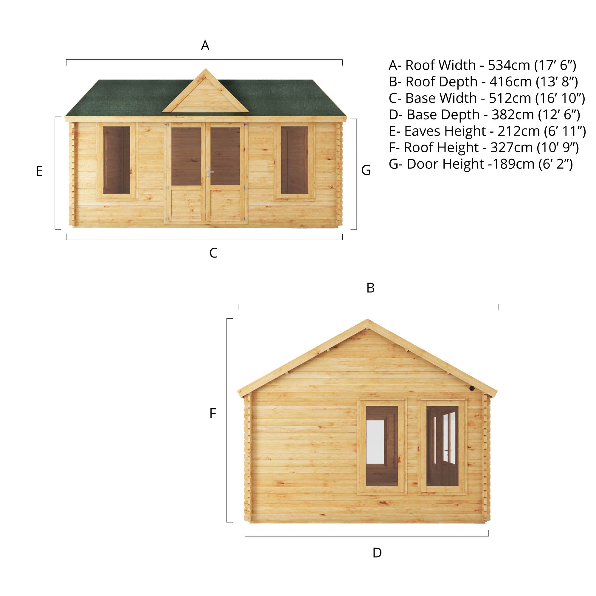 Mercia 44mm Clock Tower Log Cabin (17x13) (5.3m x 4m) (SI-006-004-0103 EAN 5029442019857)