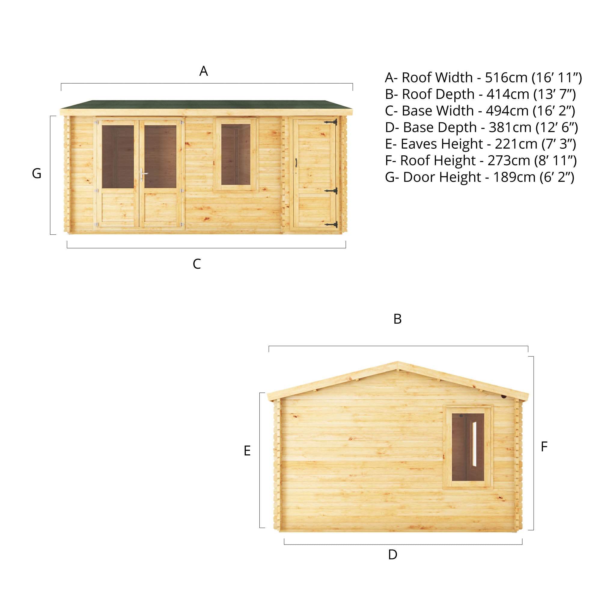 Mercia 44mm Home Office Elite With Side Shed (17x13) (5.1m x 4m) (SI-006-004-0107 EAN 5029442019543)