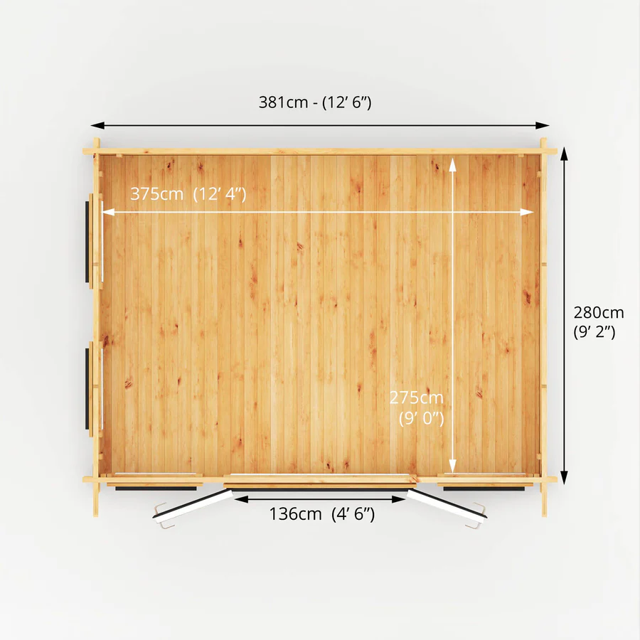Mercia 44mm Studio Pent Log Cabin (13x10) (4m x 3m) (SI-006-040-0002 EAN 5029442018867)