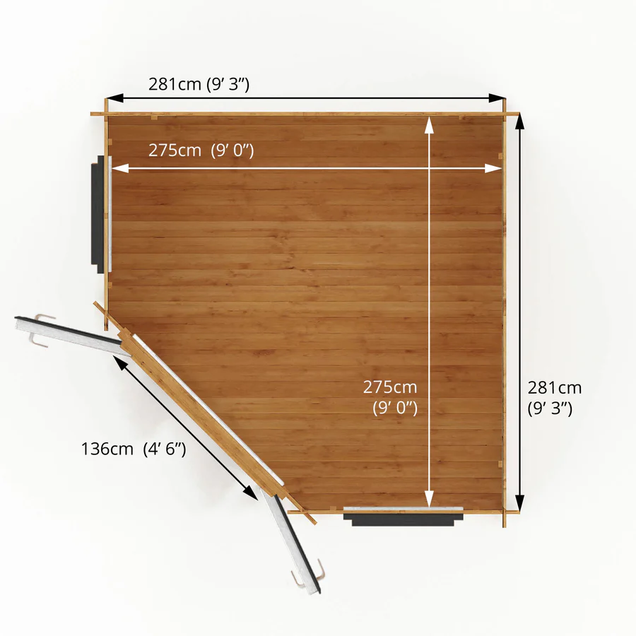 Mercia 44mm Corner Cabin (10x10) (3m x 3m) (SI-006-040-0021 EAN 5029442019246)