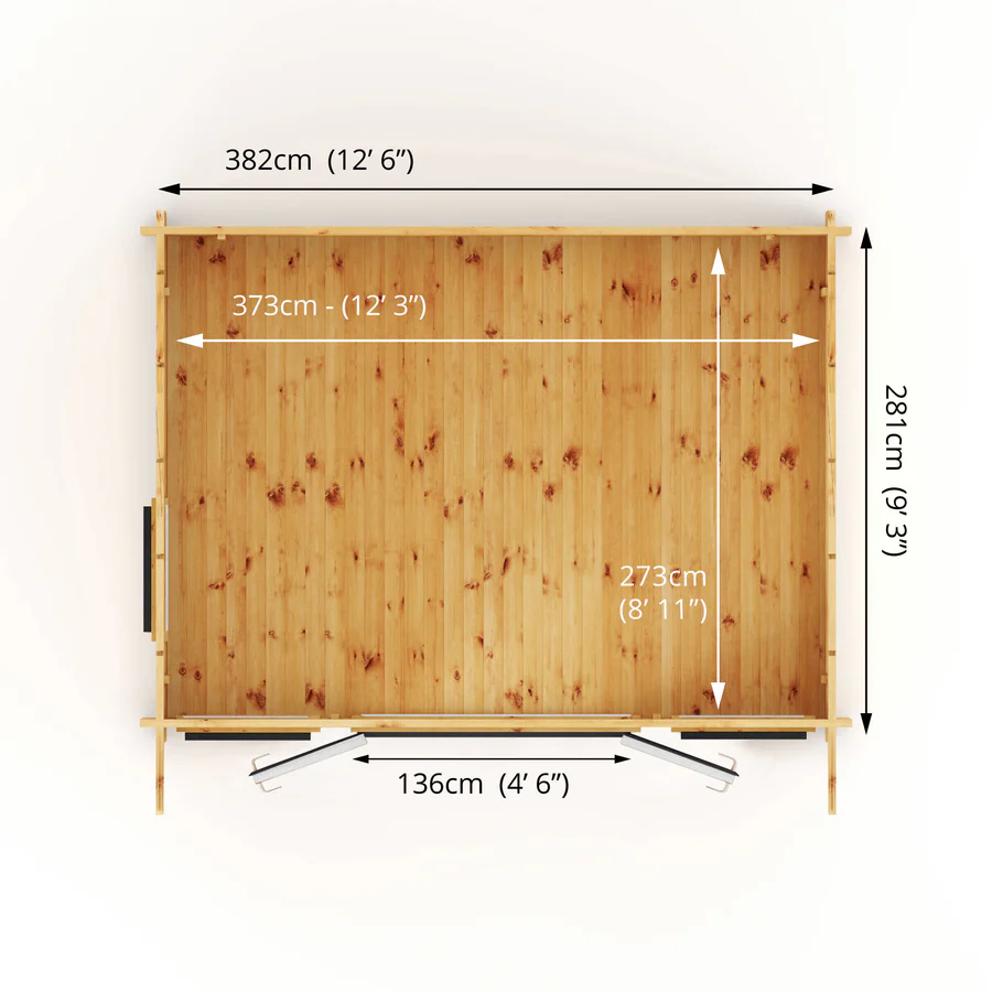 Mercia 44mm Curved Roof Log Cabin (13x10) (4m x 3m) (SI-006-040-0024 EAN 5029442019840)