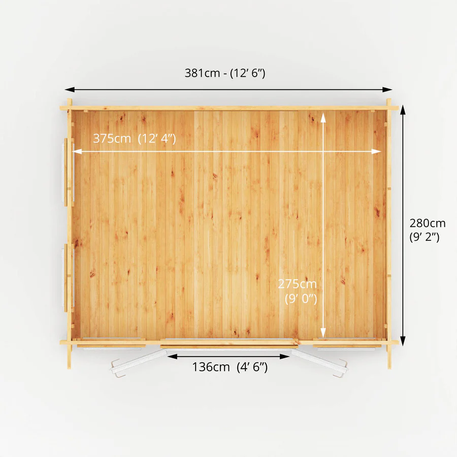 Mercia 44mm Studio Pent Log Cabin (13x10) (4m x 3m) (SI-006-041-0002 EAN 5029442018843)