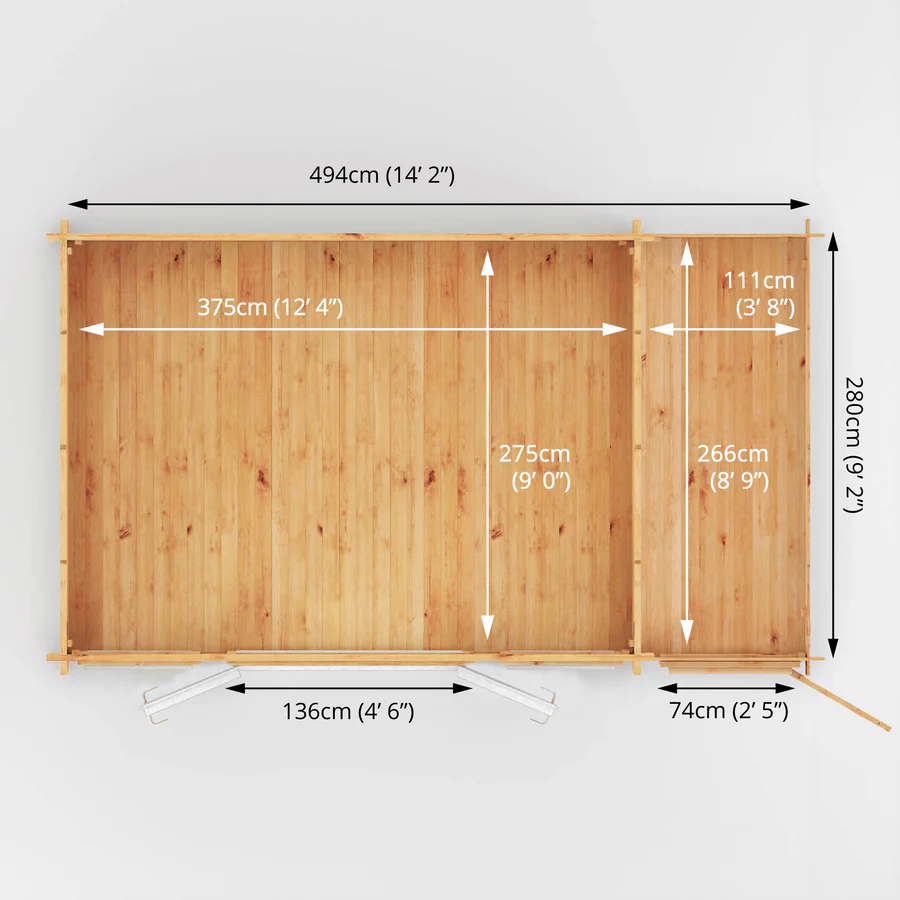 Mercia 44mm Home Office Studio With Side Shed (17x10) (5.1m x 3m) (SI-006-041-0027 EAN 5029442019710)