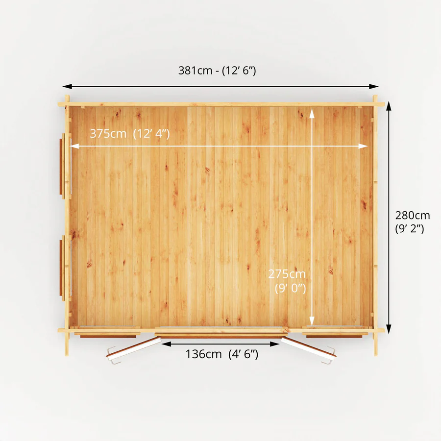 Mercia 44mm Studio Pent Log Cabin (13x10) (4m x 3m) (SI-006-042-0002 EAN 5029442018850)