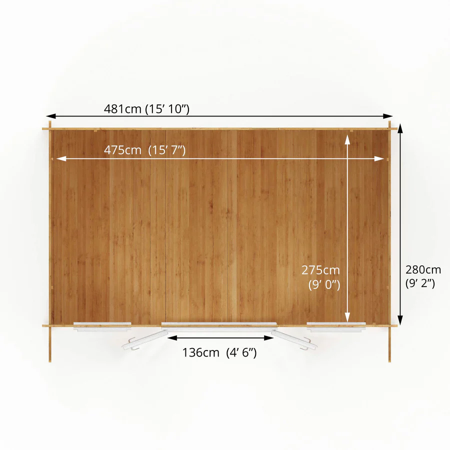 Mercia 44mm Retreat Log Cabin (16x10) (5m x 3m) (SI-006-041-0020 EAN 5029442019192)
