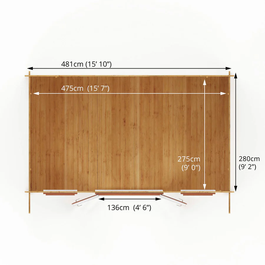 Mercia 44mm Retreat Log Cabin (16x10) (5m x 3m) (SI-006-042-0020 EAN 5029442019208)