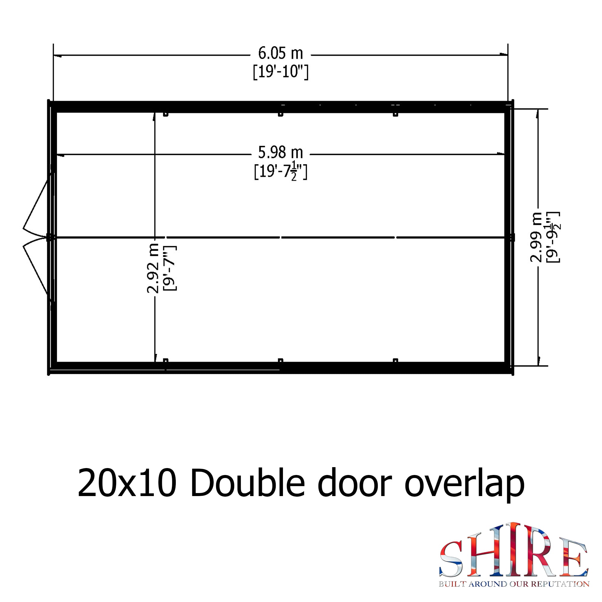 Shire Dip Treated Overlap Shed Double Door Without Windows (10x20) OVEN1020DOL-1AA 5060490134208 - Outside Store