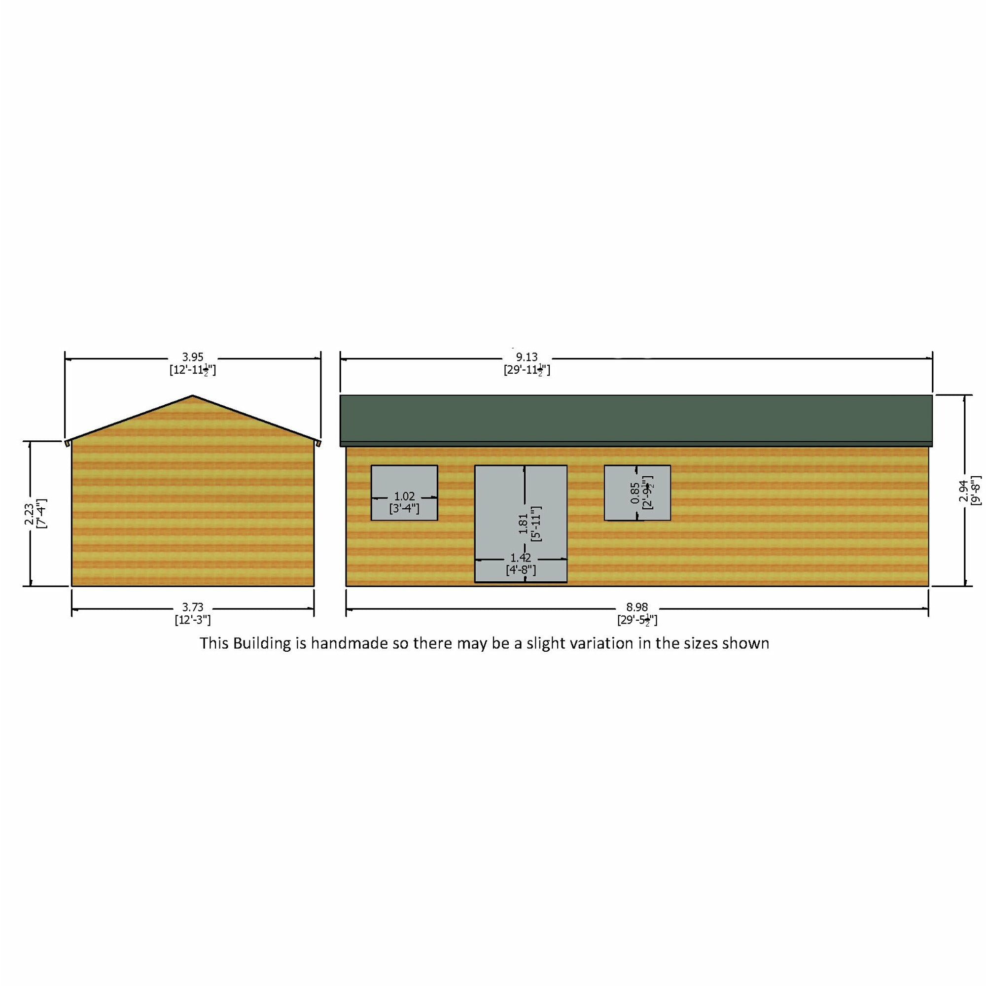 Shire Mammoth Loglap Premium Shed Range Double Door  (12x30) MAMM1230DLL-1AA 5060490133393 - Outside Store