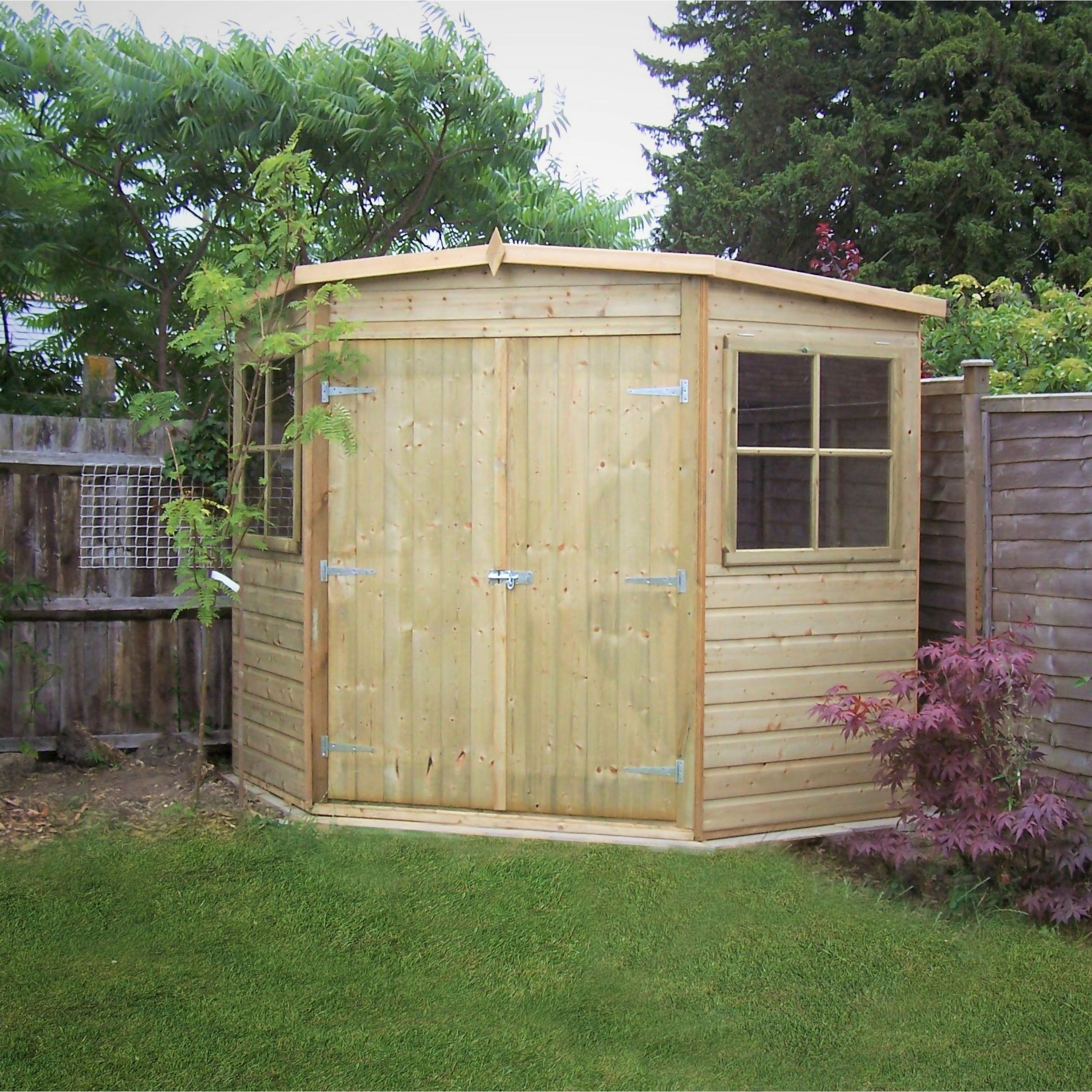 Shire Corner Shed Pressure Treated Shiplap Range Double Door (8x8) CNRS0808PSL-1AA 5060490130248 - Outside Store