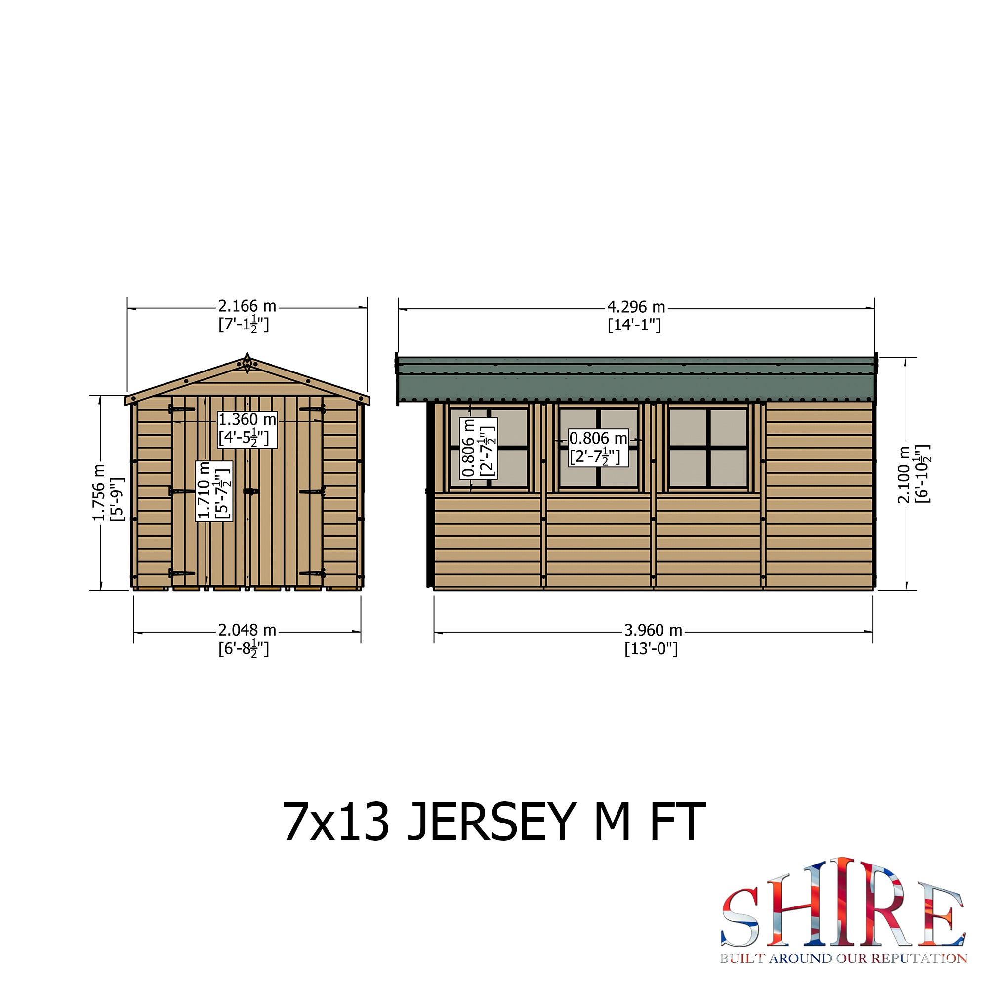 Shire Jersey Shed (7x13) JERS0713DSL-1AA 5060437981858 - Outside Store