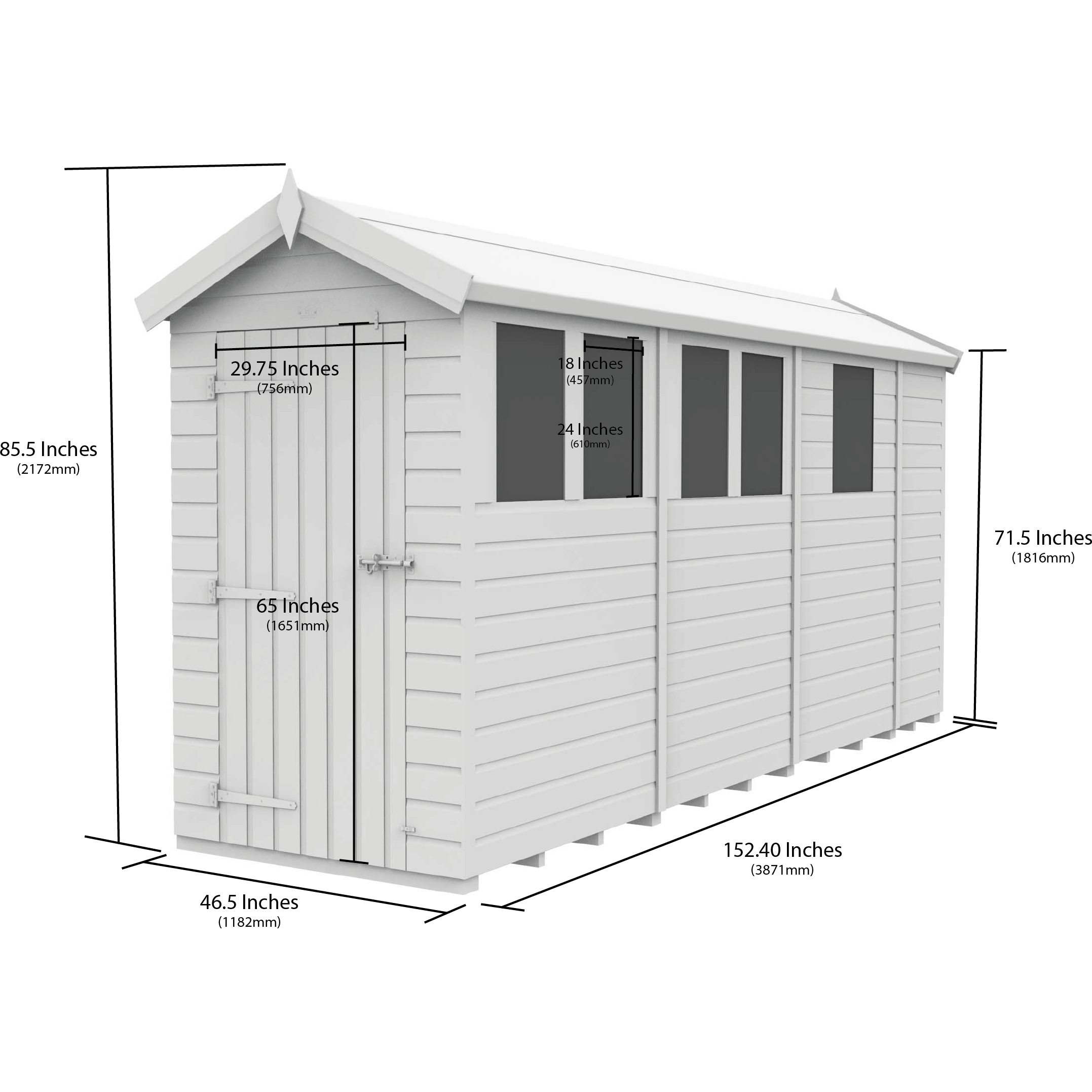 Total Sheds (4x13) Pressure Treated Apex Shed