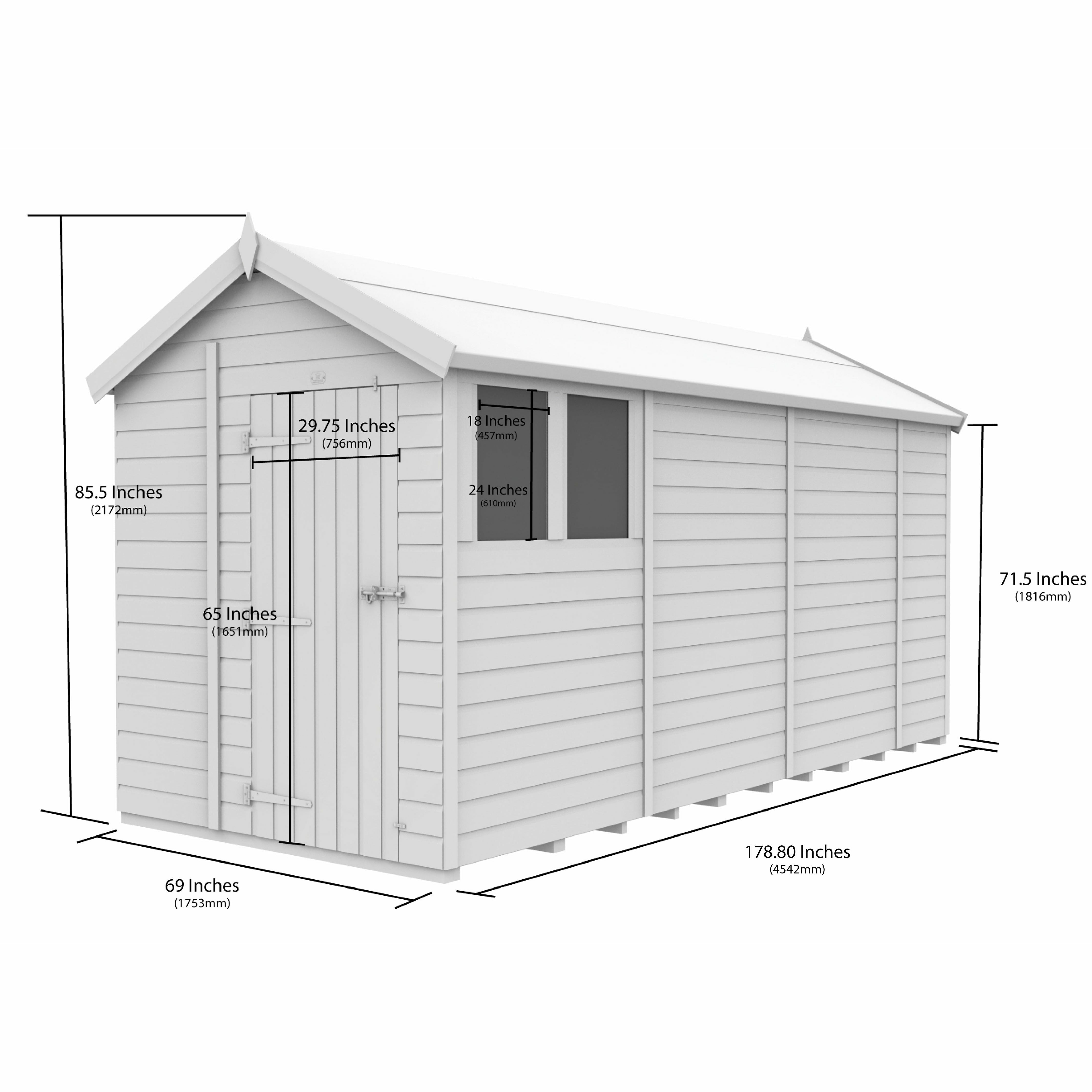 Total Sheds (6x15) Pressure Treated Apex Shed