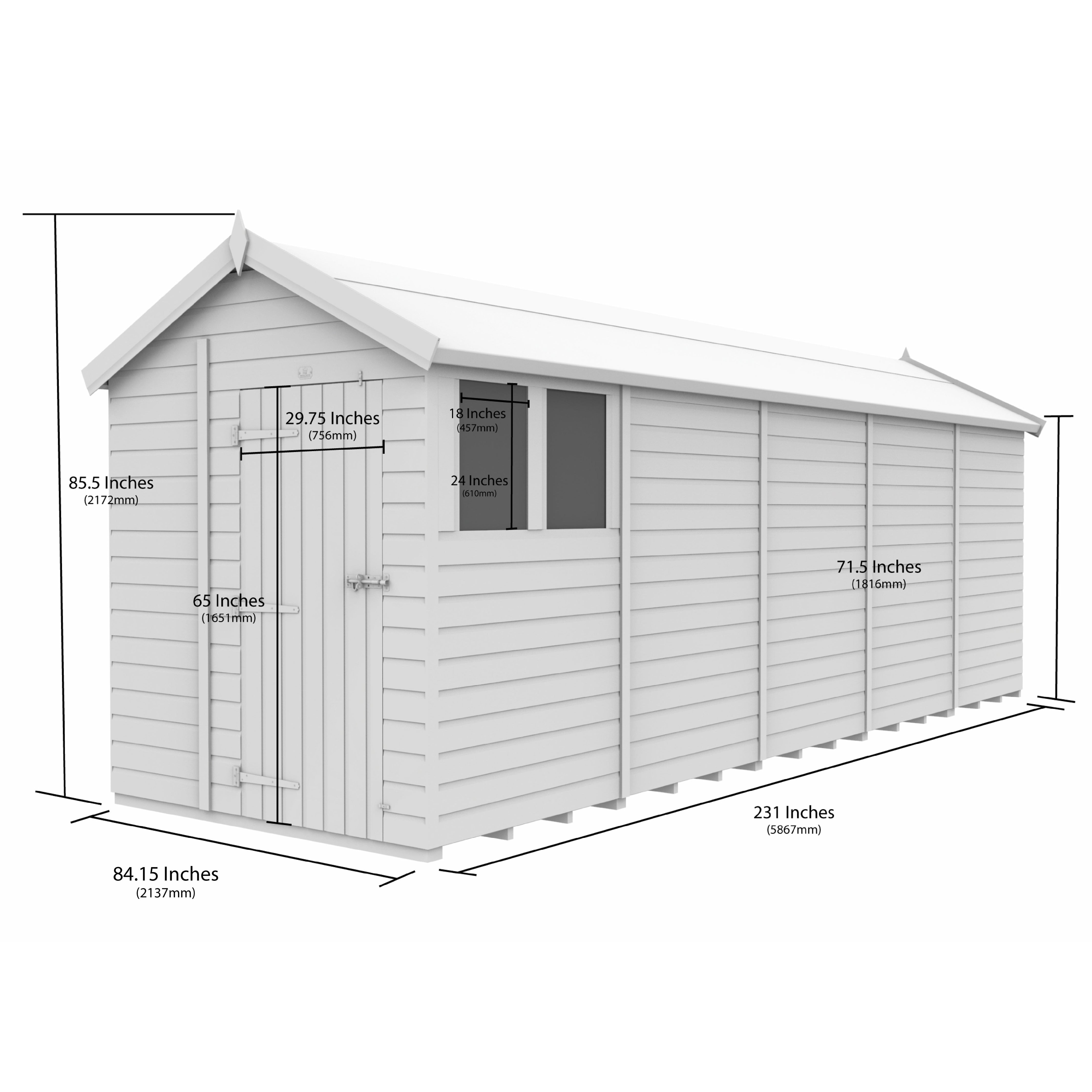Total Sheds (7x20) Pressure Treated Apex Shed
