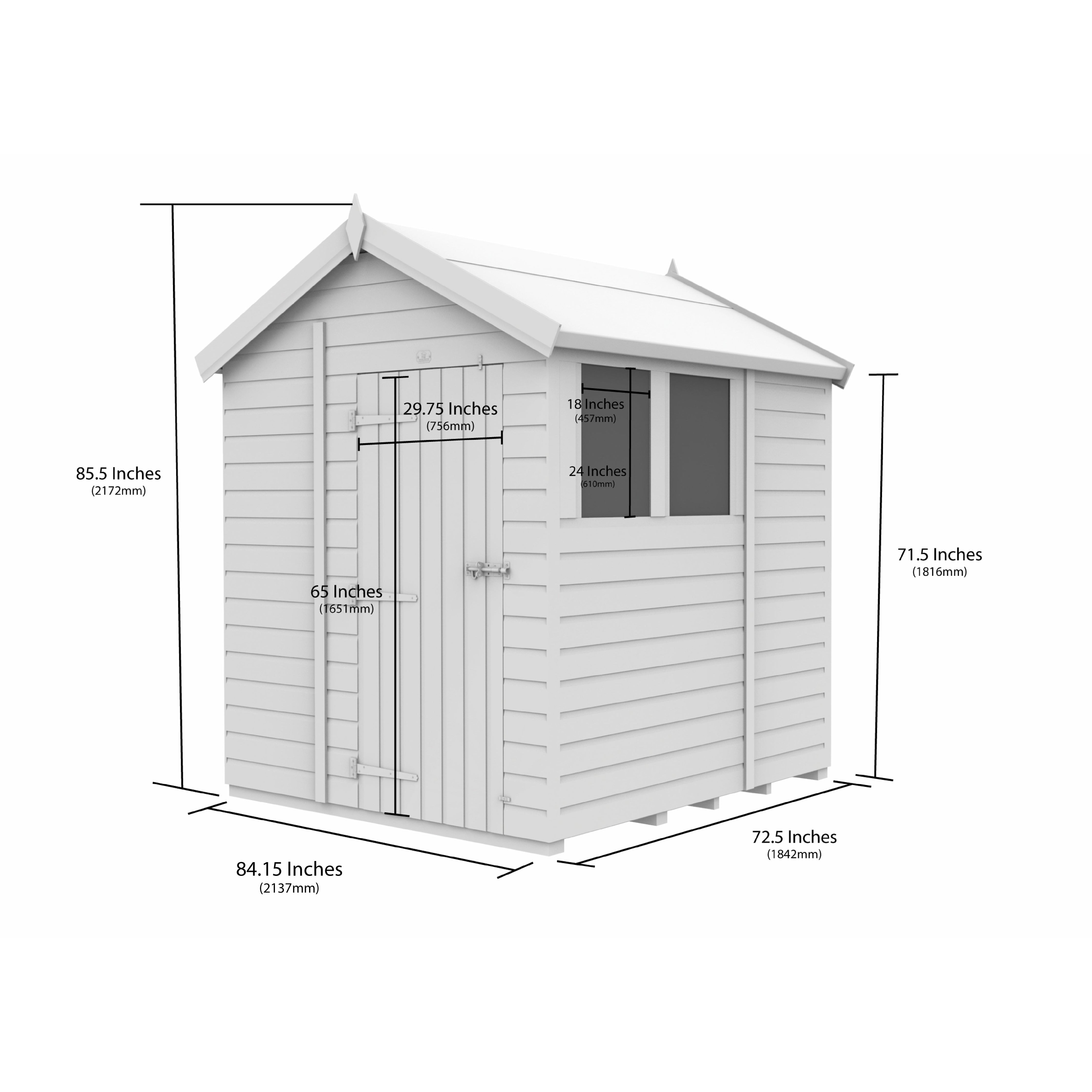 Total Sheds (7x6) Pressure Treated Apex Shed