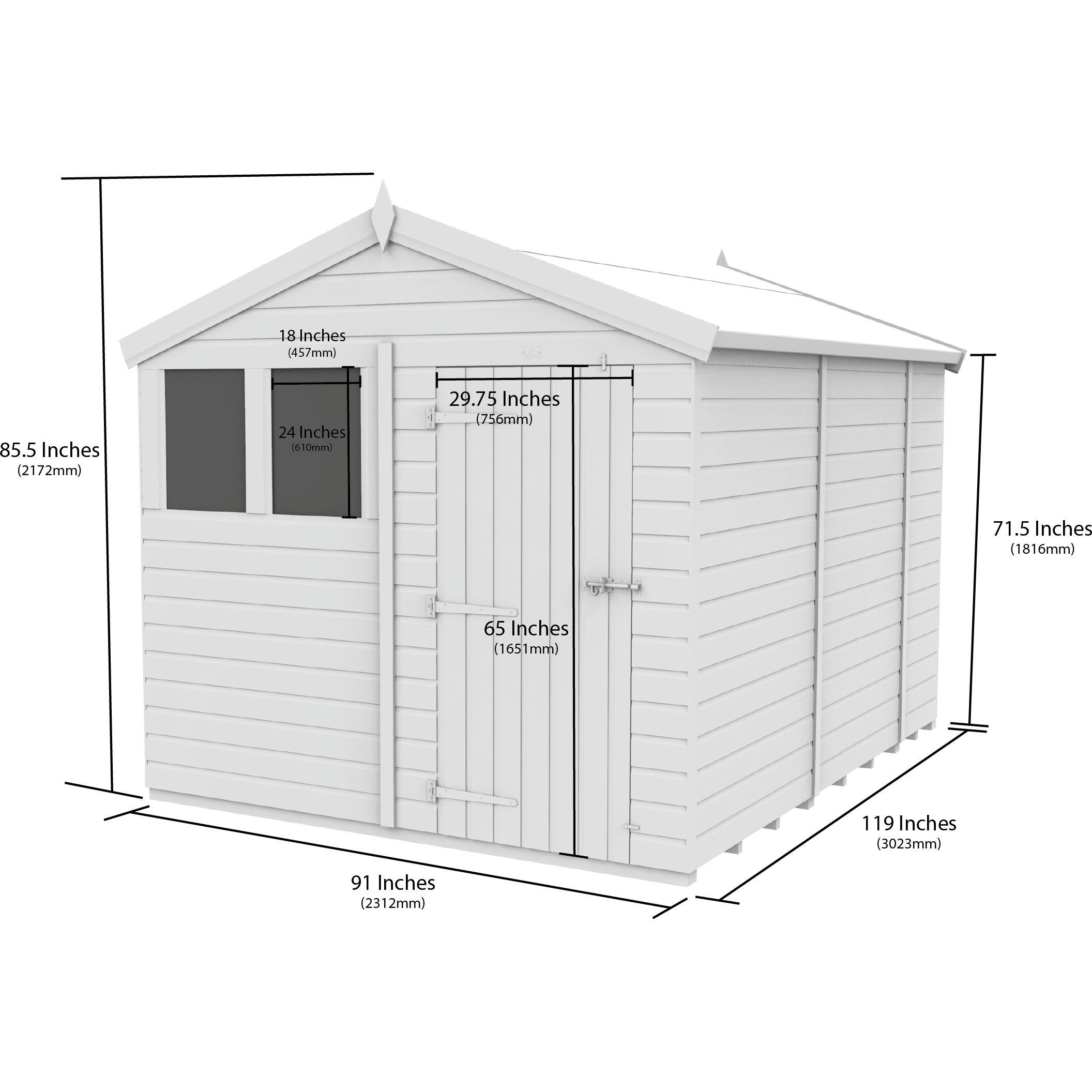 Total Sheds (8x10) Pressure Treated Apex Shed