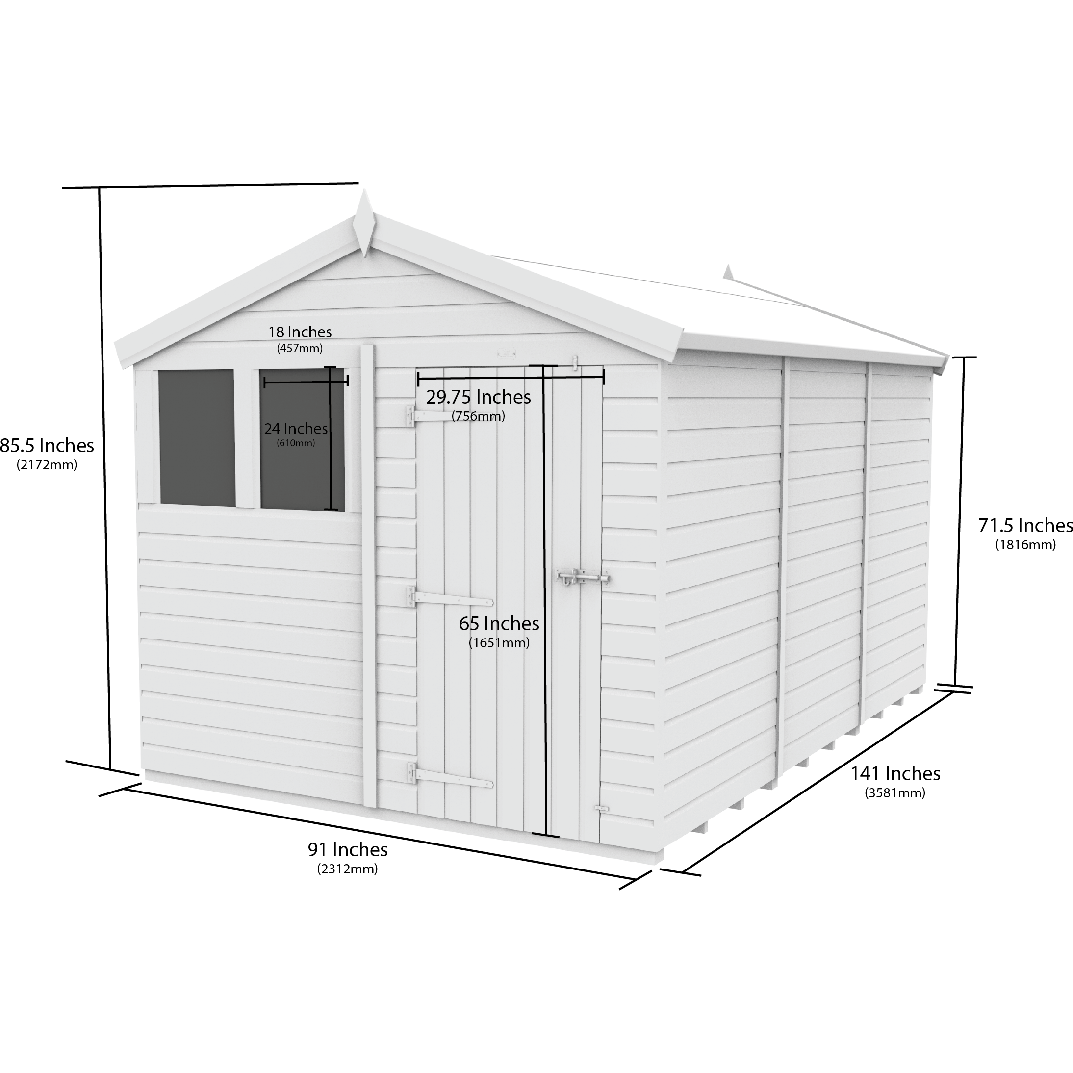 Total Sheds (8x12) Pressure Treated Apex Shed