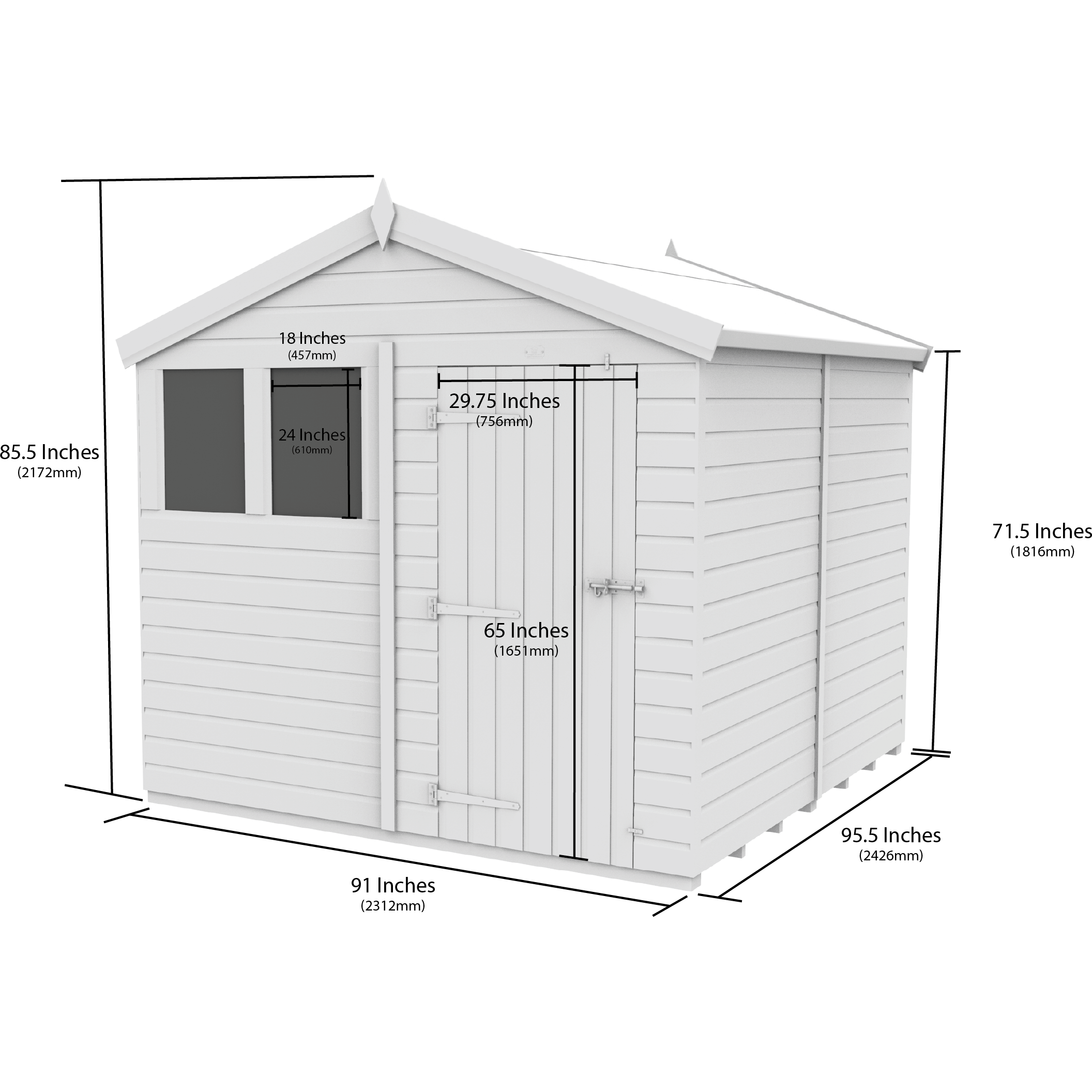 Total Sheds (8x8) Pressure Treated Apex Shed