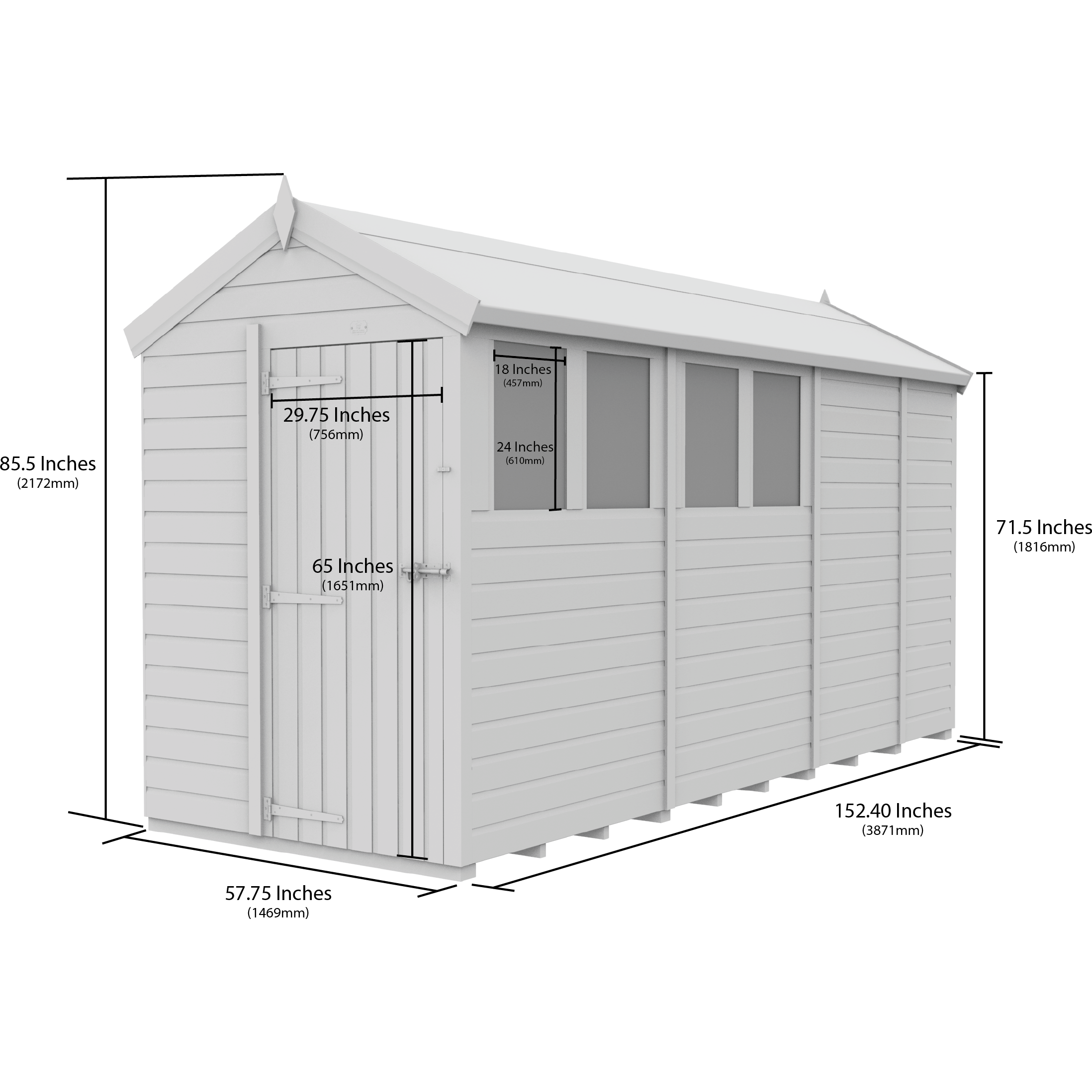 Total Sheds (5x13) Pressure Treated Apex Shed