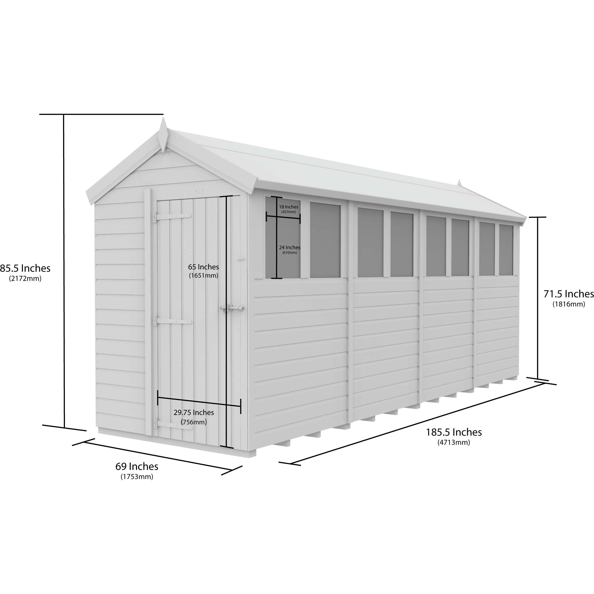 Total Sheds (5x16) Pressure Treated Apex Shed