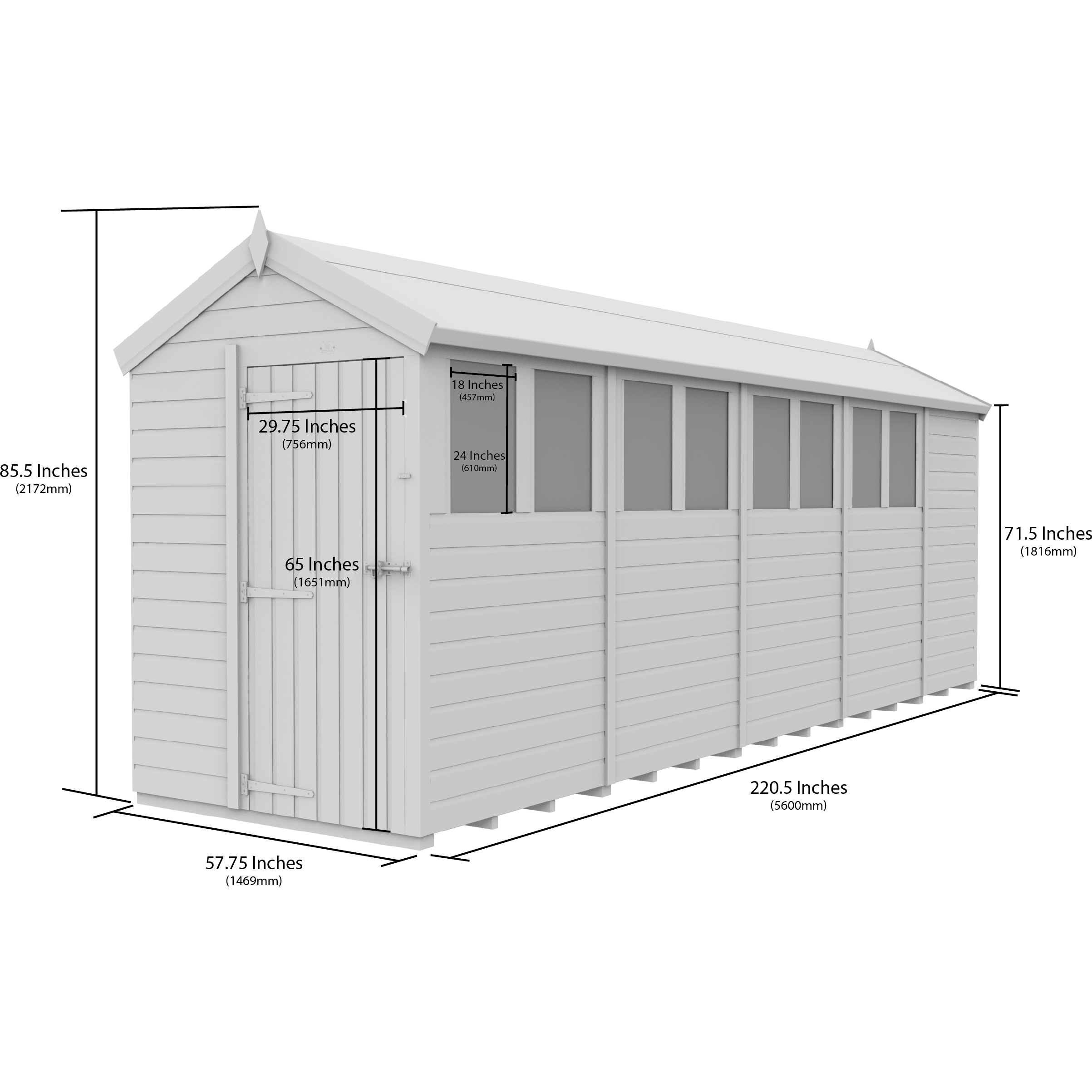 Total Sheds (5x19) Pressure Treated Apex Shed