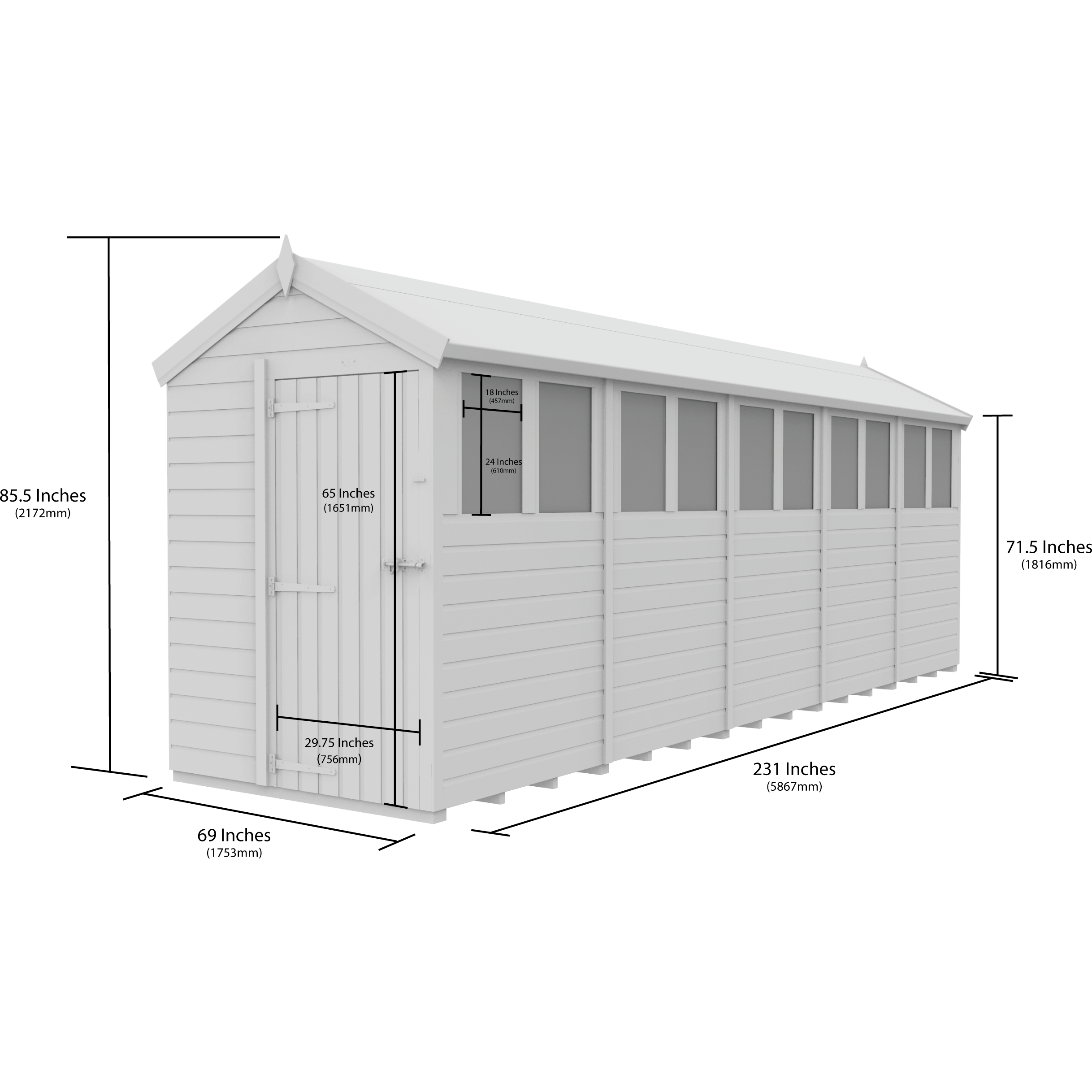 Total Sheds (5x20) Pressure Treated Apex Shed