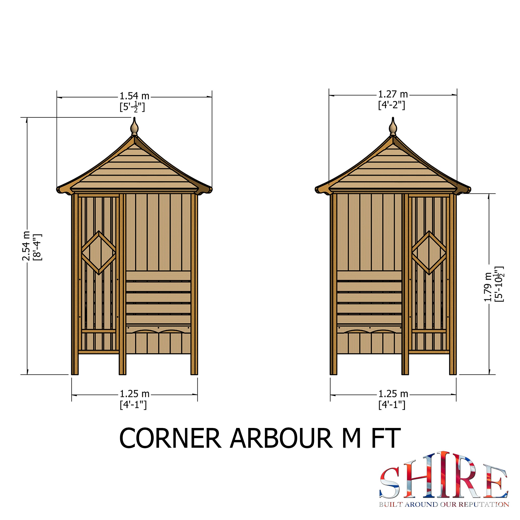Shire Pressure Treated Corner Arbour CNAR0404PSL-1AA 5060437982220 - Outside Store
