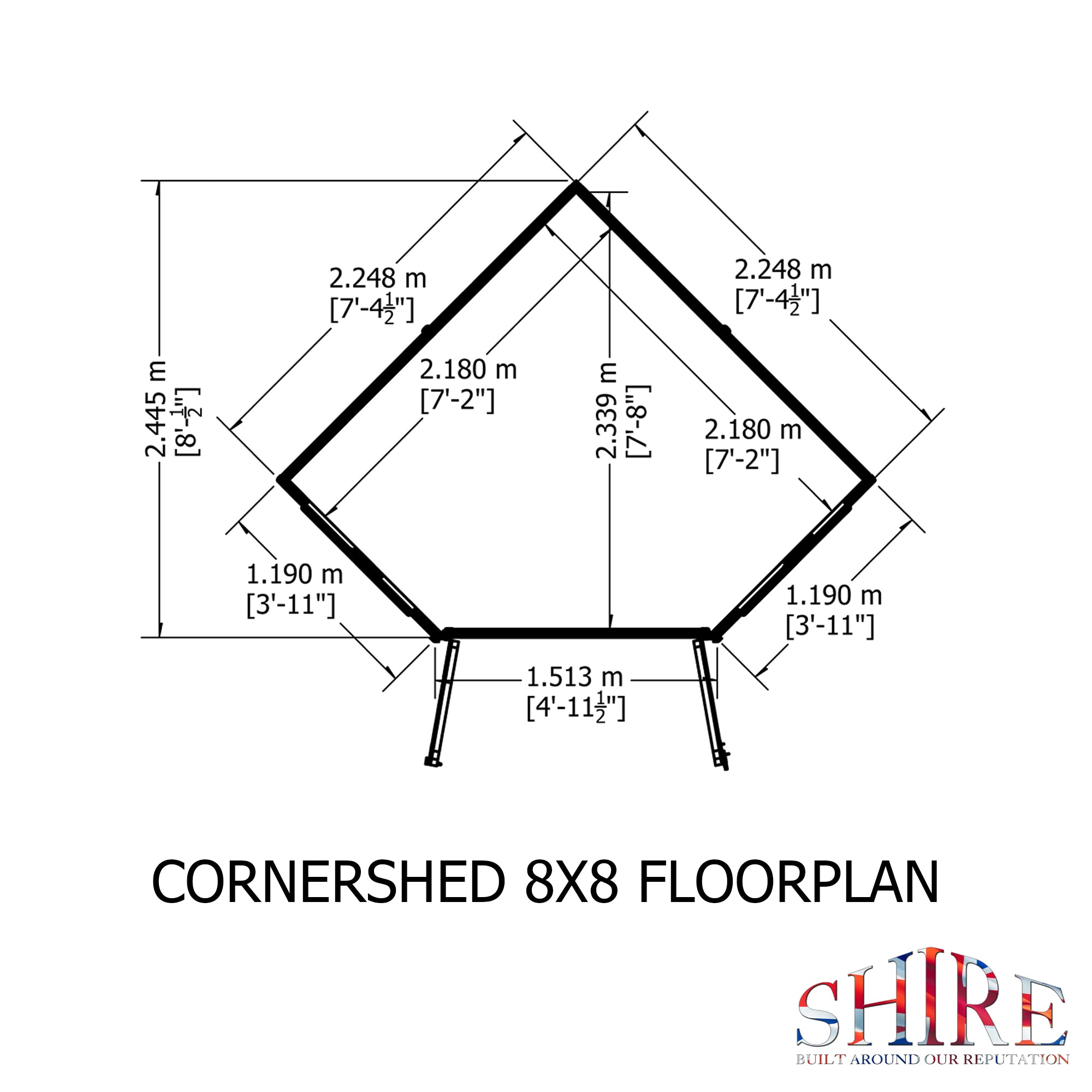 Shire Corner Shed (8x8) CNRS0808DSL-1AA 5060437981872 - Outside Store