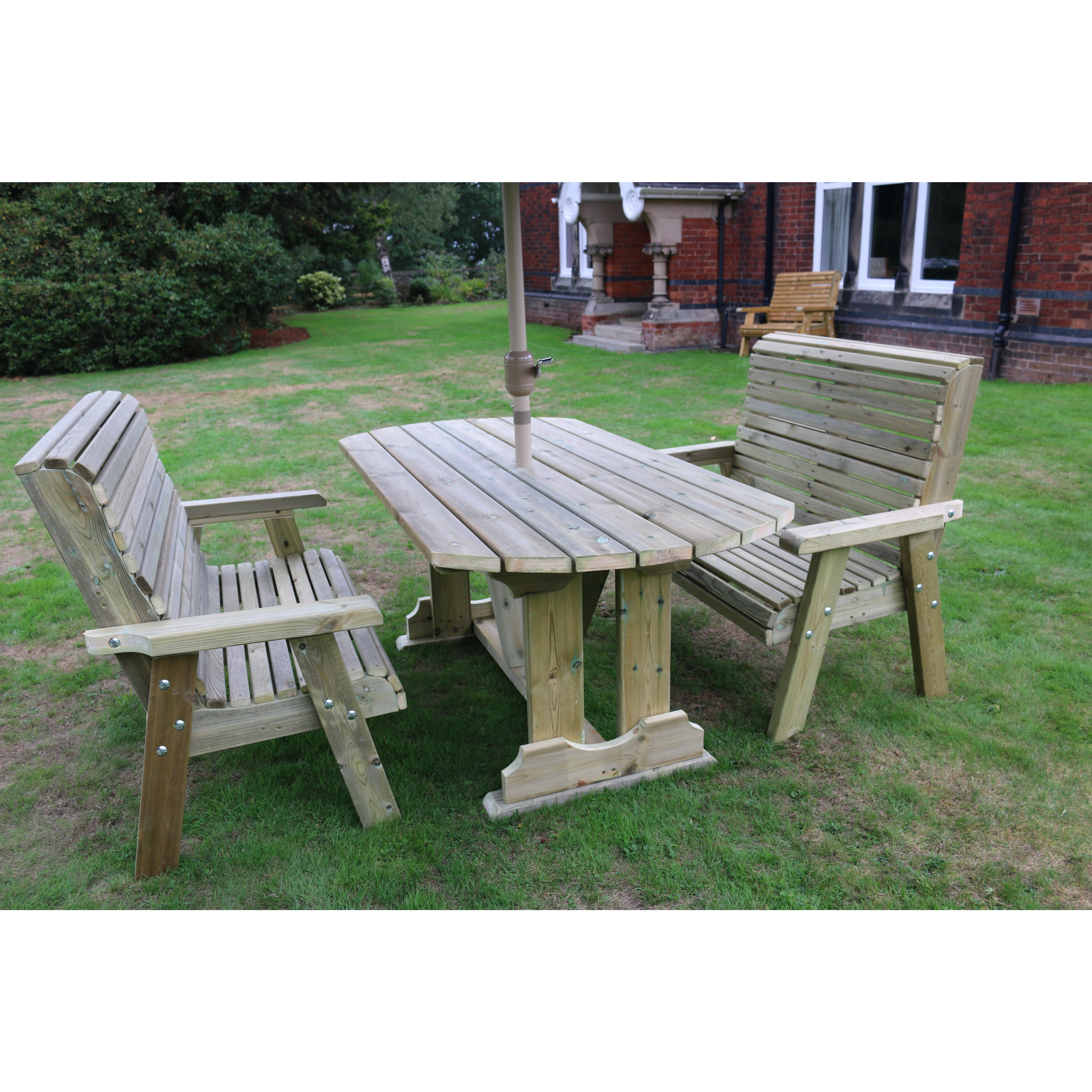 Churnet Valley Ergo 4 Seat Table Set with 2 Benches ET105 9145341341557