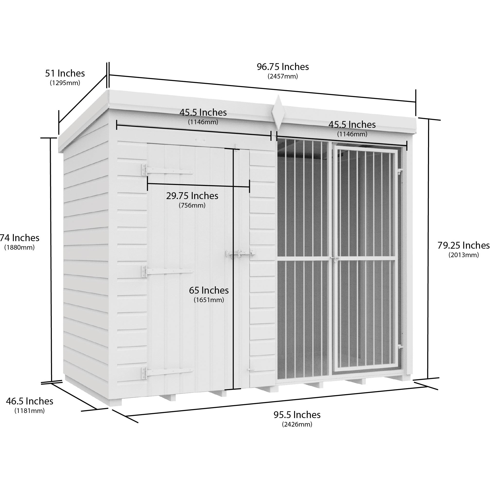 Total Sheds (8x4) Dog Kennel And Run (Full Height With Bars)